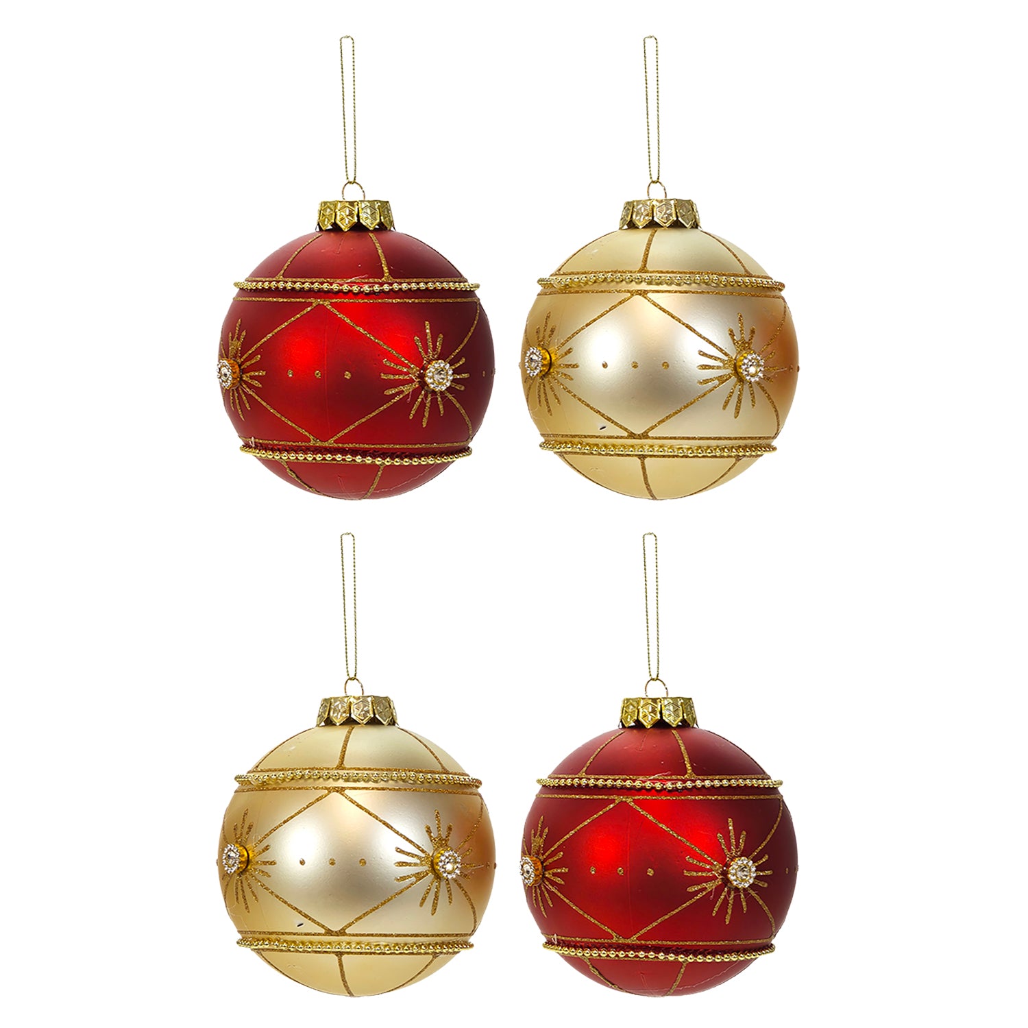 VESTIAMO CASA GRAN NATALE - Set 4 Palline di Natale Rosso e Oro Infrangibili diametro 10 cm