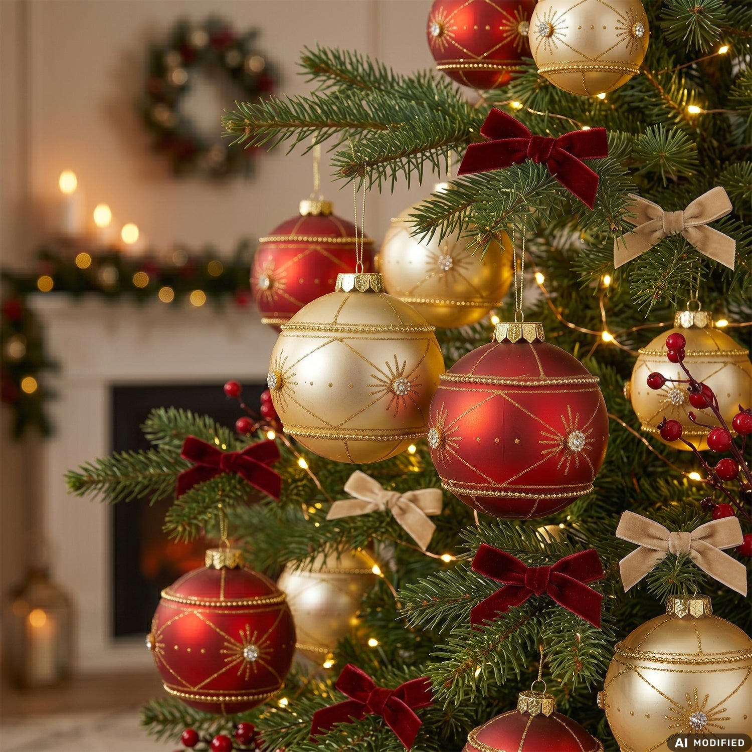 VESTIAMO CASA GRAN NATALE - Set 4 Palline di Natale Rosso e Oro Infrangibili diametro 10 cm