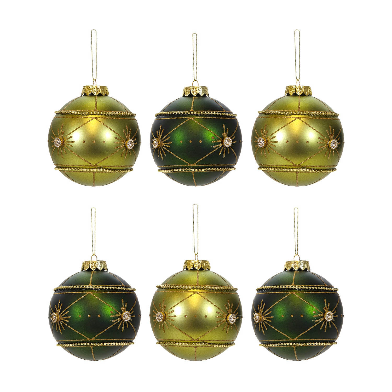VESTIAMO CASA GRAN NATALE - Set 6 Palline di Natale Verde e Oro Infrangibili diametro 8 cm