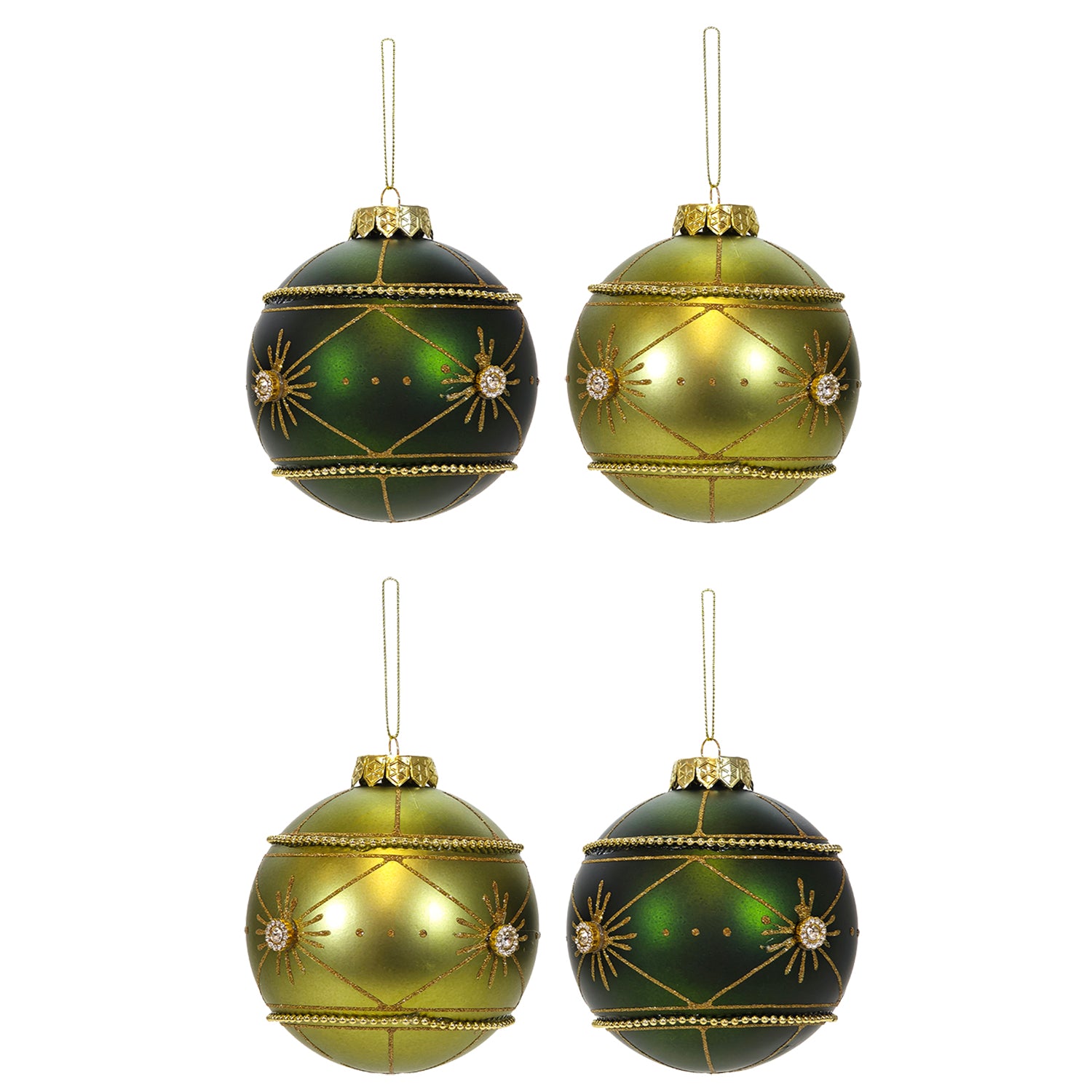 VESTIAMO CASA GRAN NATALE - Set 4 Palline di Natale Verde e Oro Infrangibili diametro 10 cm