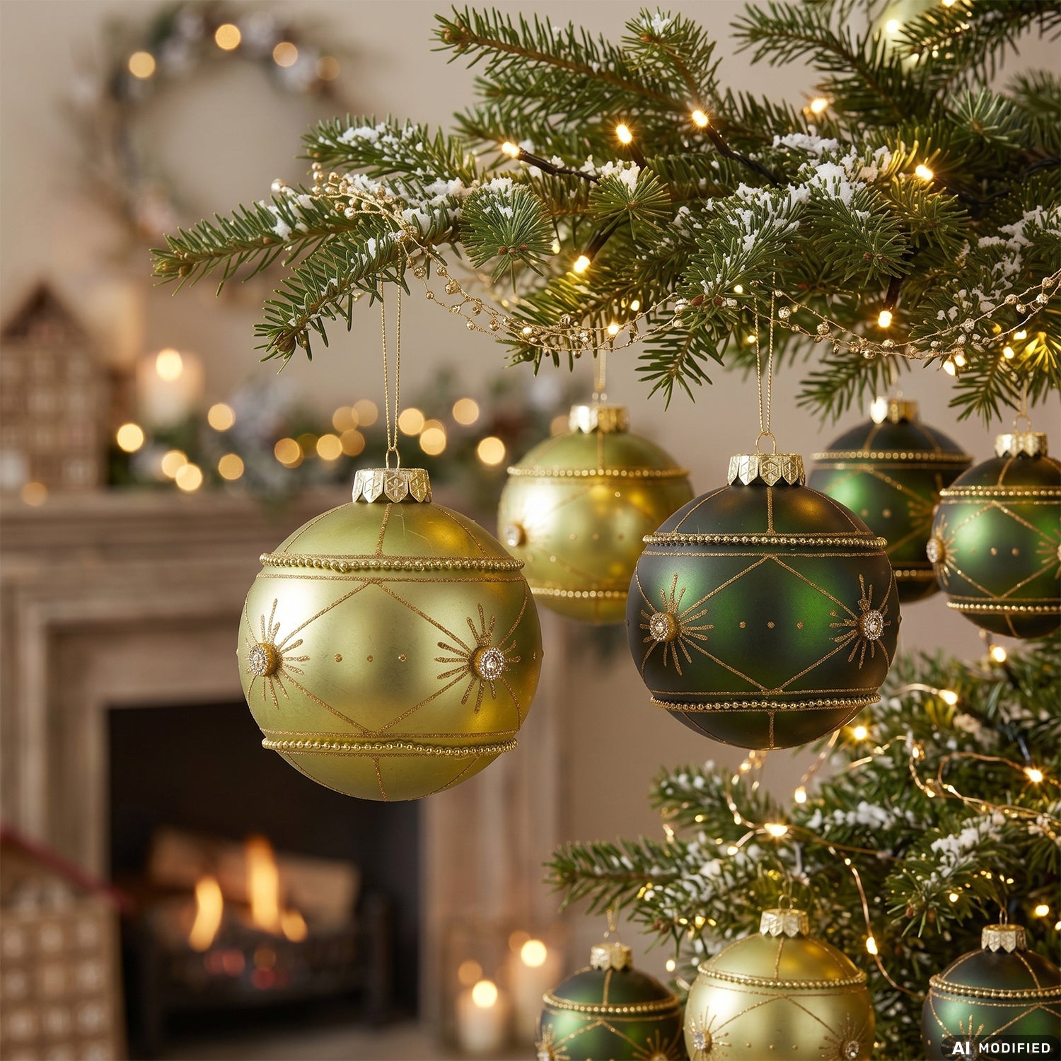 VESTIAMO CASA GRAN NATALE - Set 4 Palline di Natale Verde e Oro Infrangibili diametro 10 cm