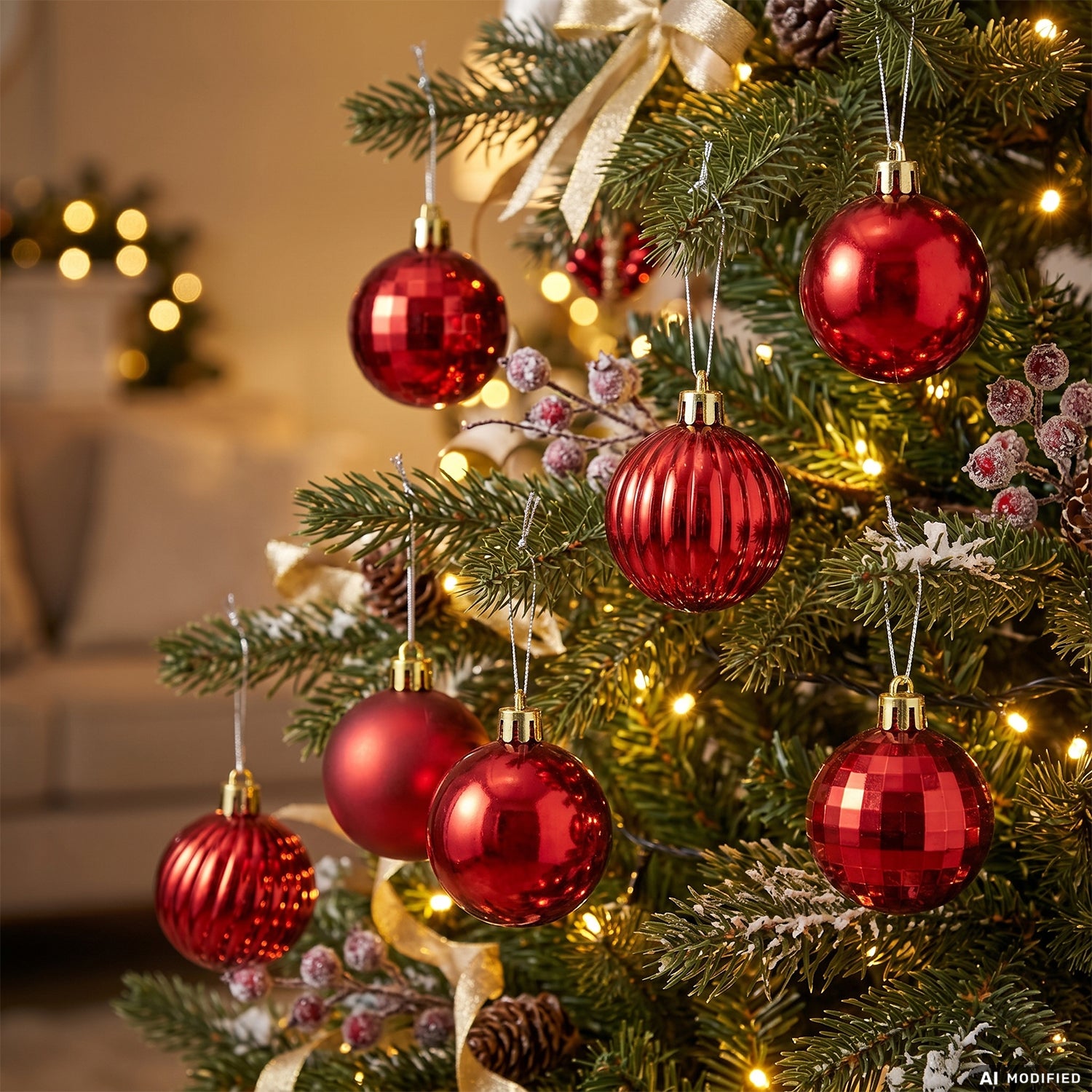 VESTIAMO CASA GRAN NATALE - Set 32 Palline di Natale Rosse mix diametro 3 cm