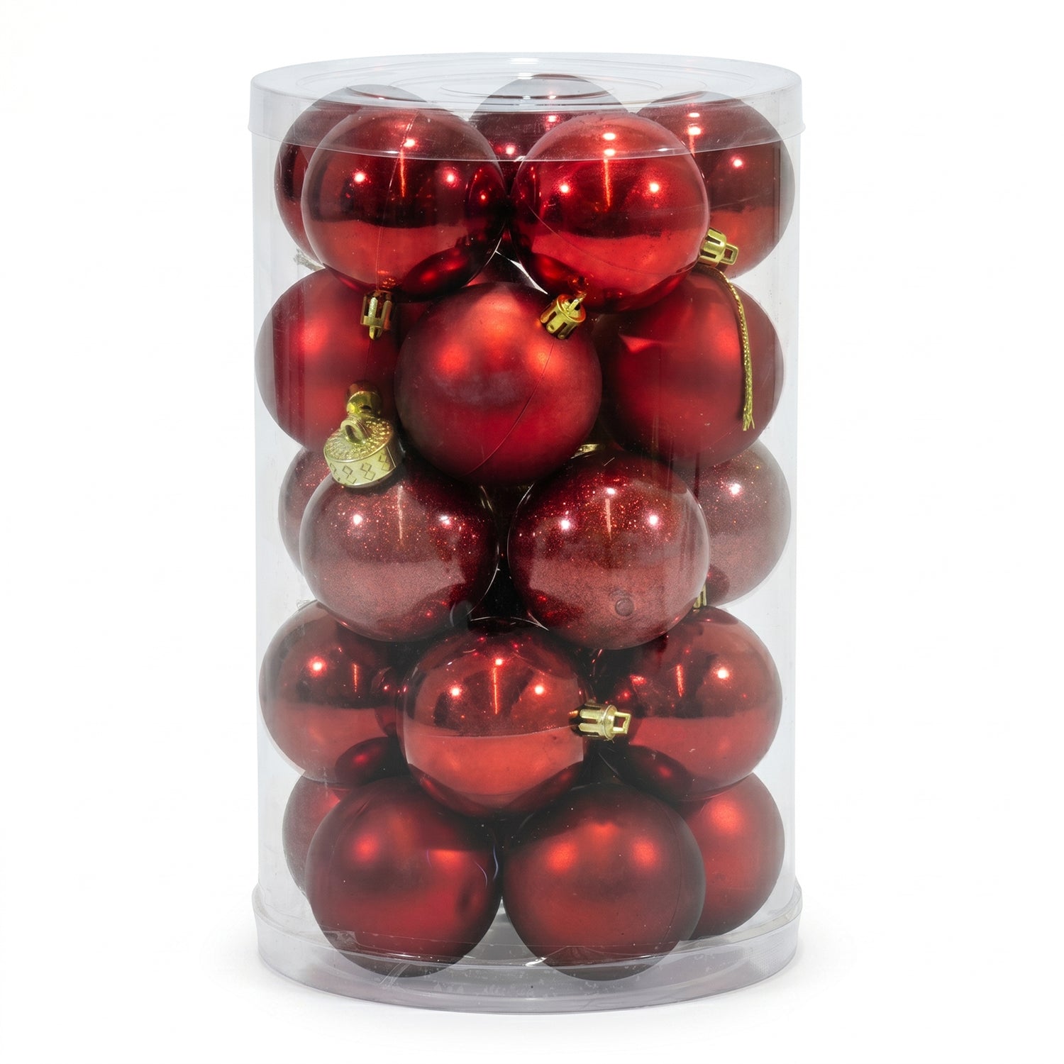 VESTIAMO CASA GRAN NATALE - Set 25 Palline di Natale Rosse mix diametro 6 cm