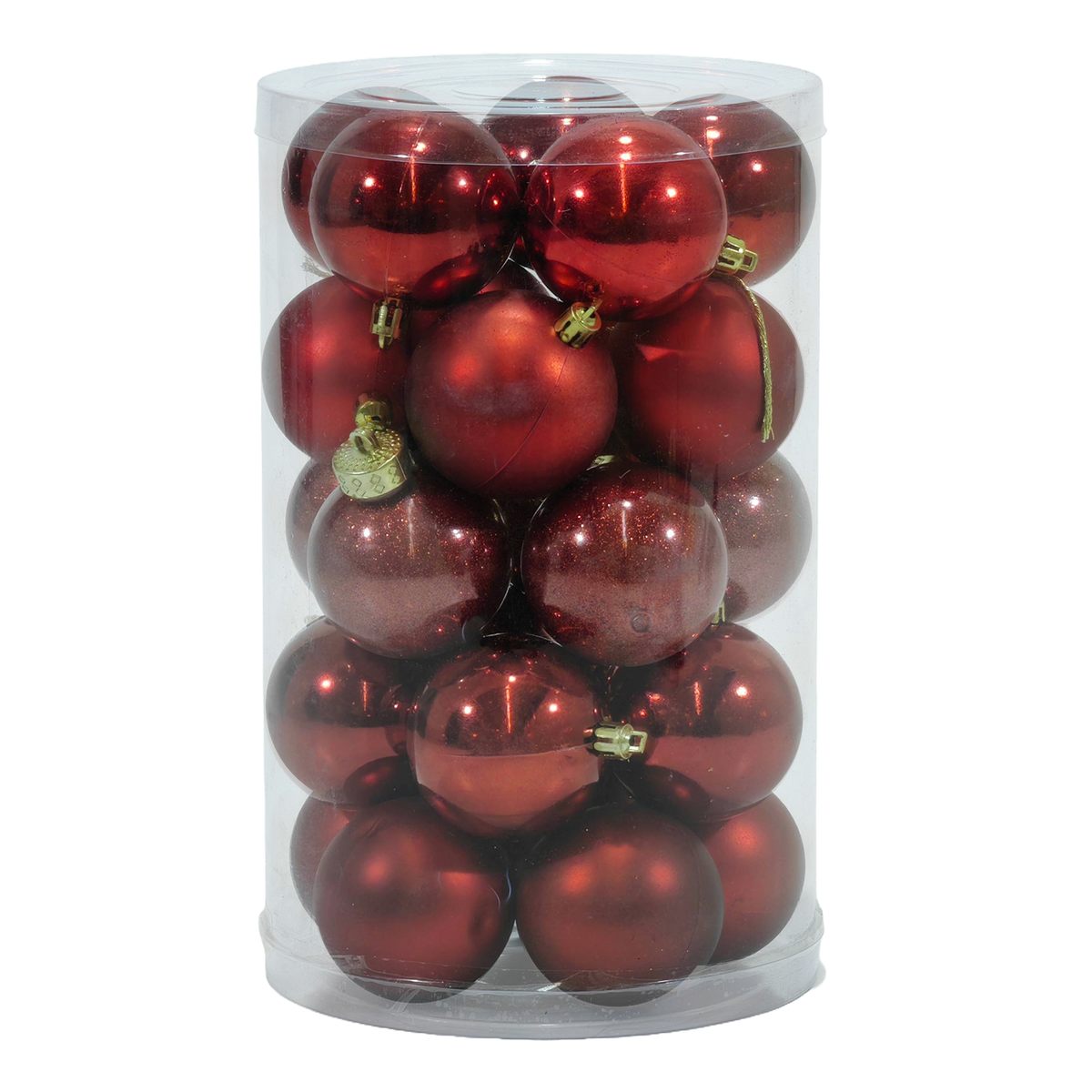 Set 44 Palline Di Natale Per Albero - Colori Rosso, Verde, Oro, Bianco, Rosa, In Plastica Resistente, Decorazioni Feste