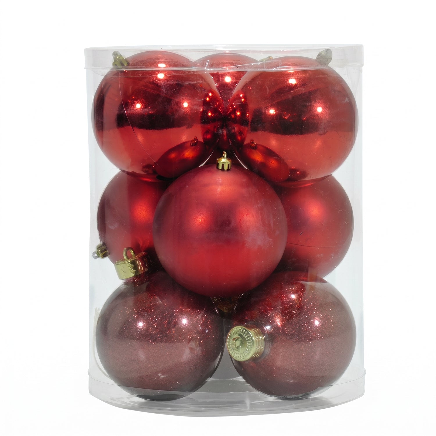 VESTIAMO CASA GRAN NATALE - Set 9 Palline di Natale Rosse mix diametro 10 cm