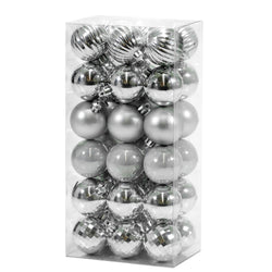 VESTIAMO CASA GRAN NATALE - Palle di Natale Silver mix diametro 4 cm - set 36 pezzi