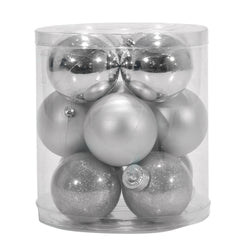 VESTIAMO CASA GRAN NATALE - Palle di Natale Silver mix diametro 8 cm - set 12 pezzi