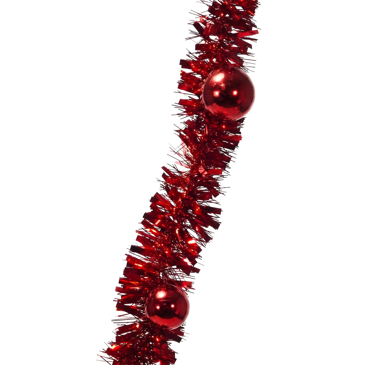 VESTIAMO CASA GRAN NATALE - Ghirlanda Natalizia Rossa con Sfere Decorative 200 cm