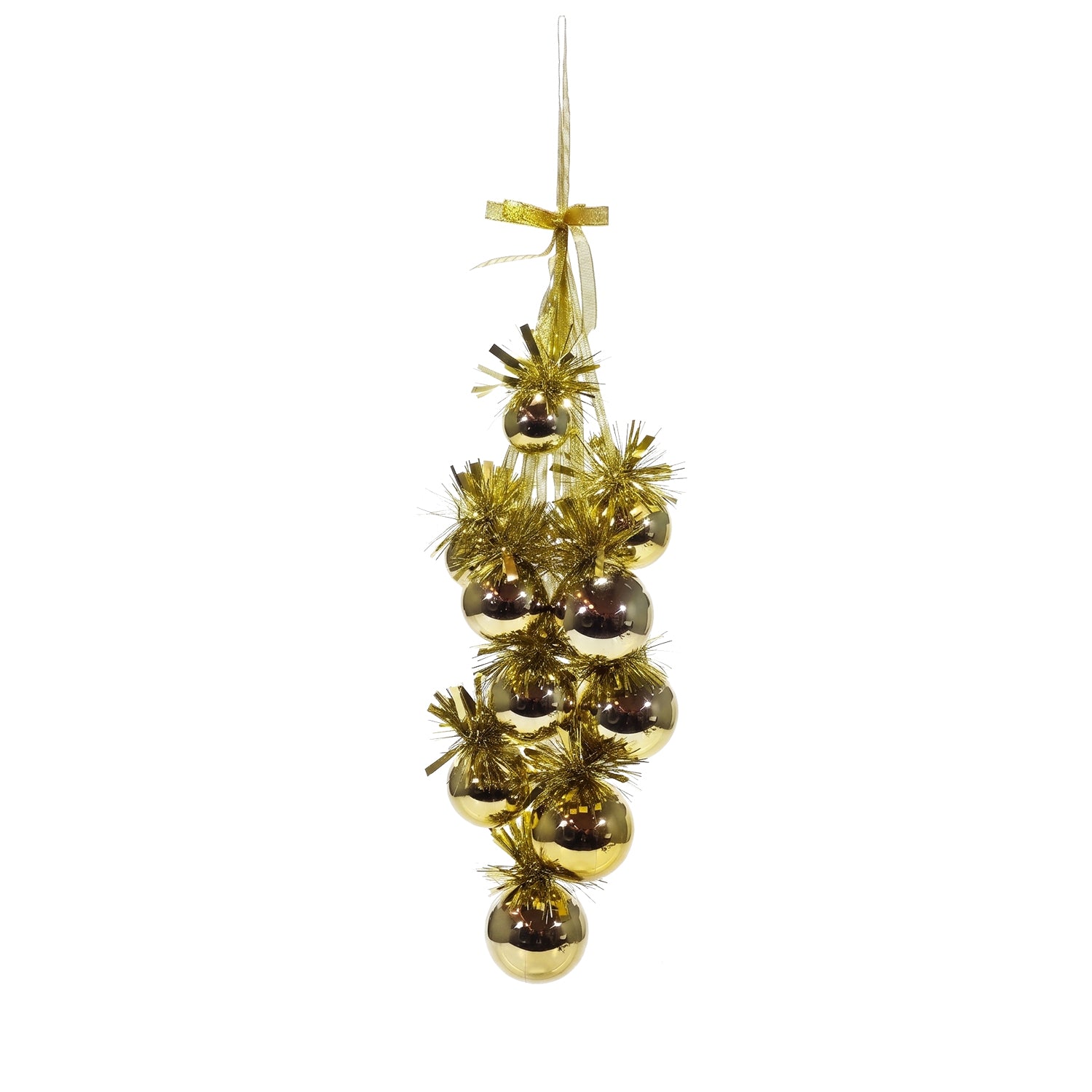 VESTIAMO CASA GRAN NATALE - Decorazione Natalizia a Grappolo Oro con Palline h54 cm