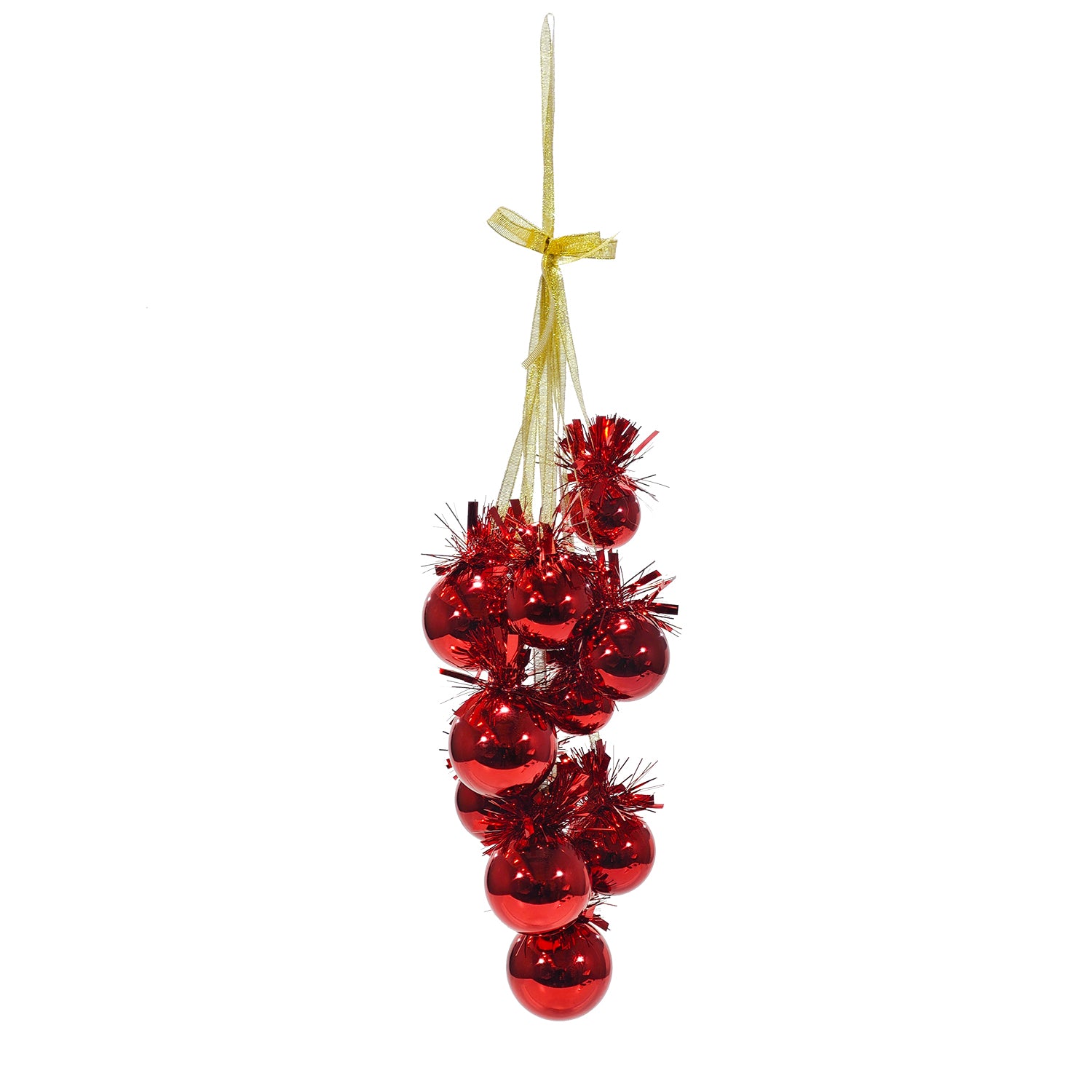 VESTIAMO CASA GRAN NATALE - Decorazione Natalizia a Grappolo Rossa con Palline h54 cm