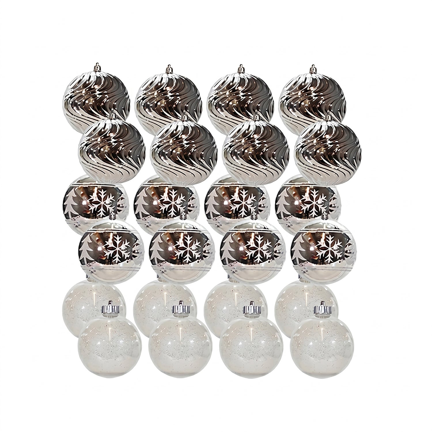 VESTIAMO CASA GRAN NATALE - Set 24 Palline di Natale Argento Infrangibili diametro 6 cm