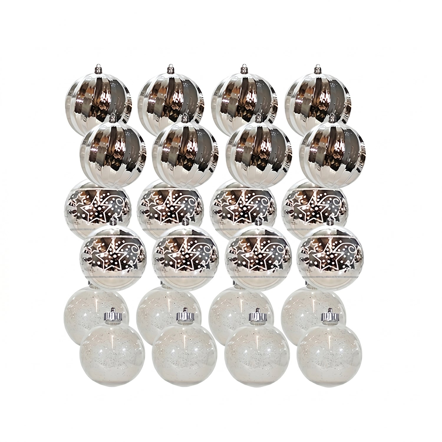 VESTIAMO CASA GRAN NATALE - Set 24 Palline di Natale Argento Infrangibili diametro 6 cm