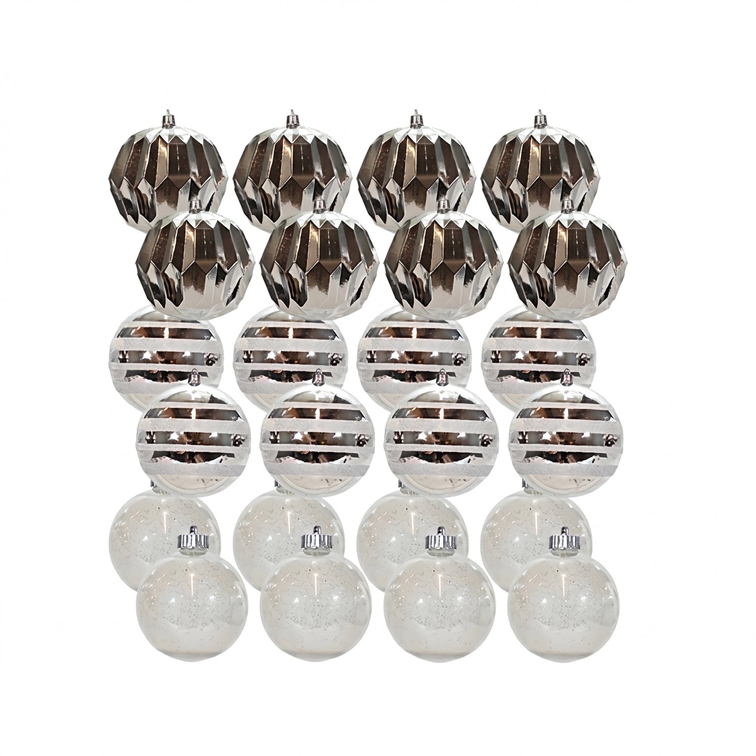 VESTIAMO CASA GRAN NATALE - Set 24 Palline di Natale Argento Infrangibili diametro 6 cm