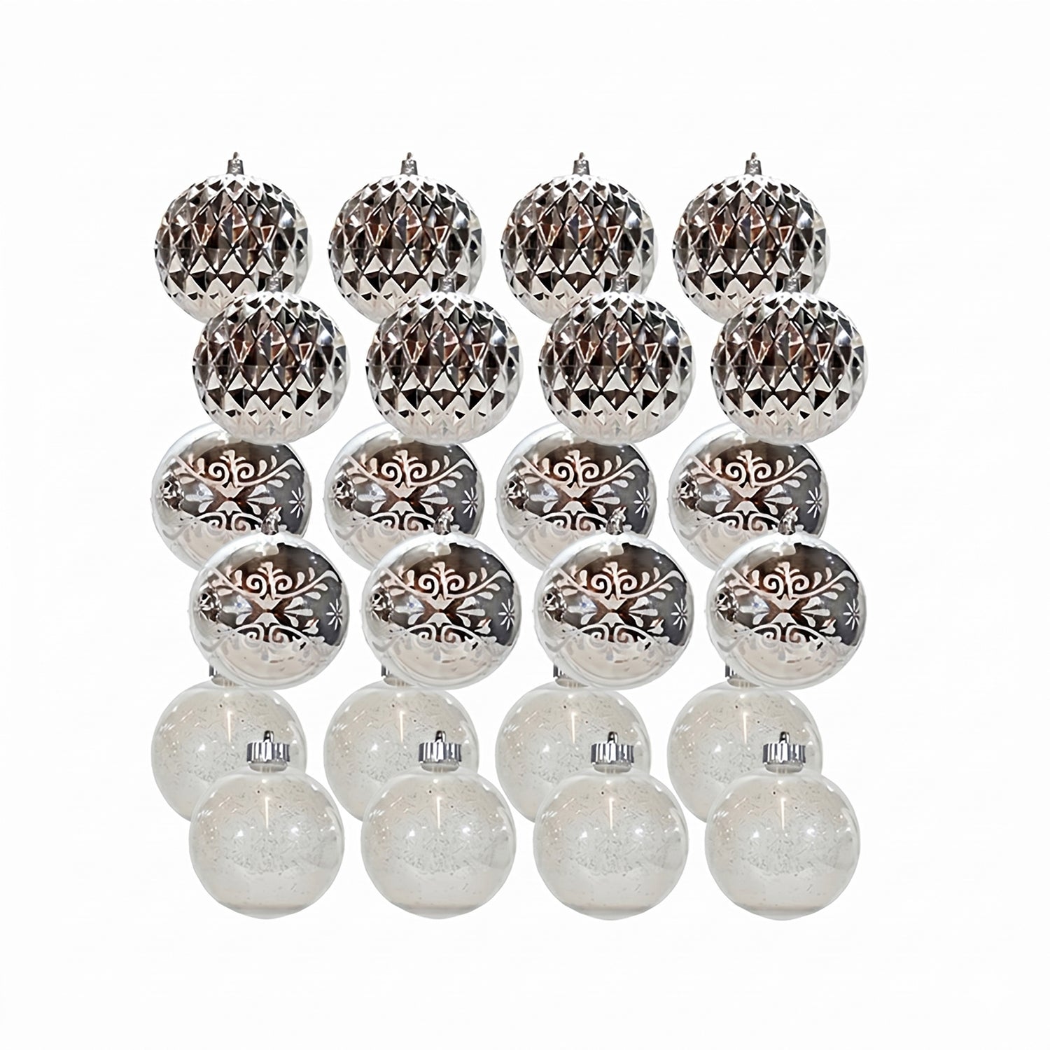 VESTIAMO CASA GRAN NATALE - Set 24 Palline di Natale Argento Infrangibili diametro 6 cm
