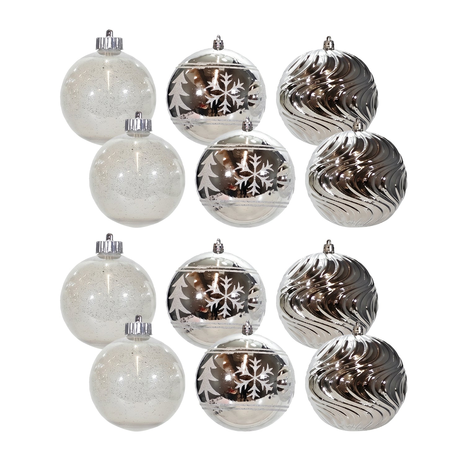 VESTIAMO CASA GRAN NATALE - Set 12 Palline di Natale Argento Infrangibili diametro 8 cm