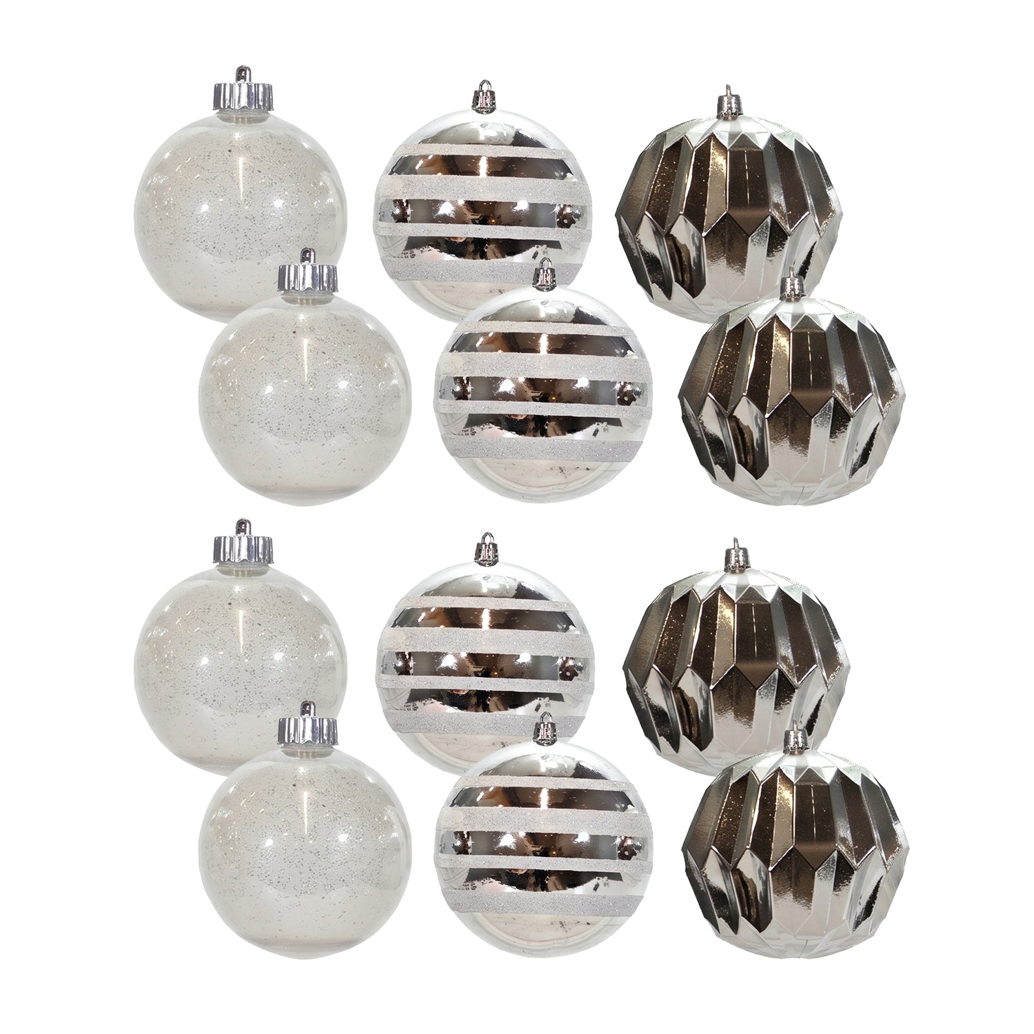 VESTIAMO CASA GRAN NATALE - Set 12 Palline di Natale Argento Infrangibili diametro 8 cm