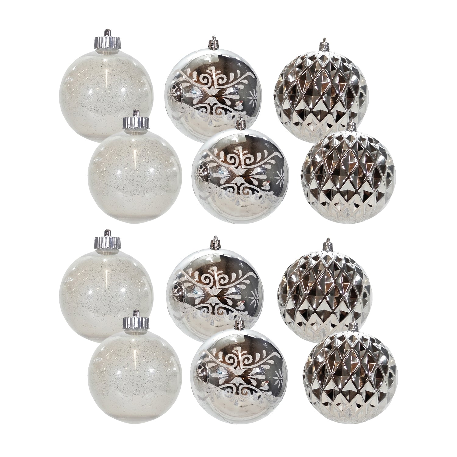 VESTIAMO CASA GRAN NATALE - Set 12 Palline di Natale Argento Infrangibili diametro 8 cm