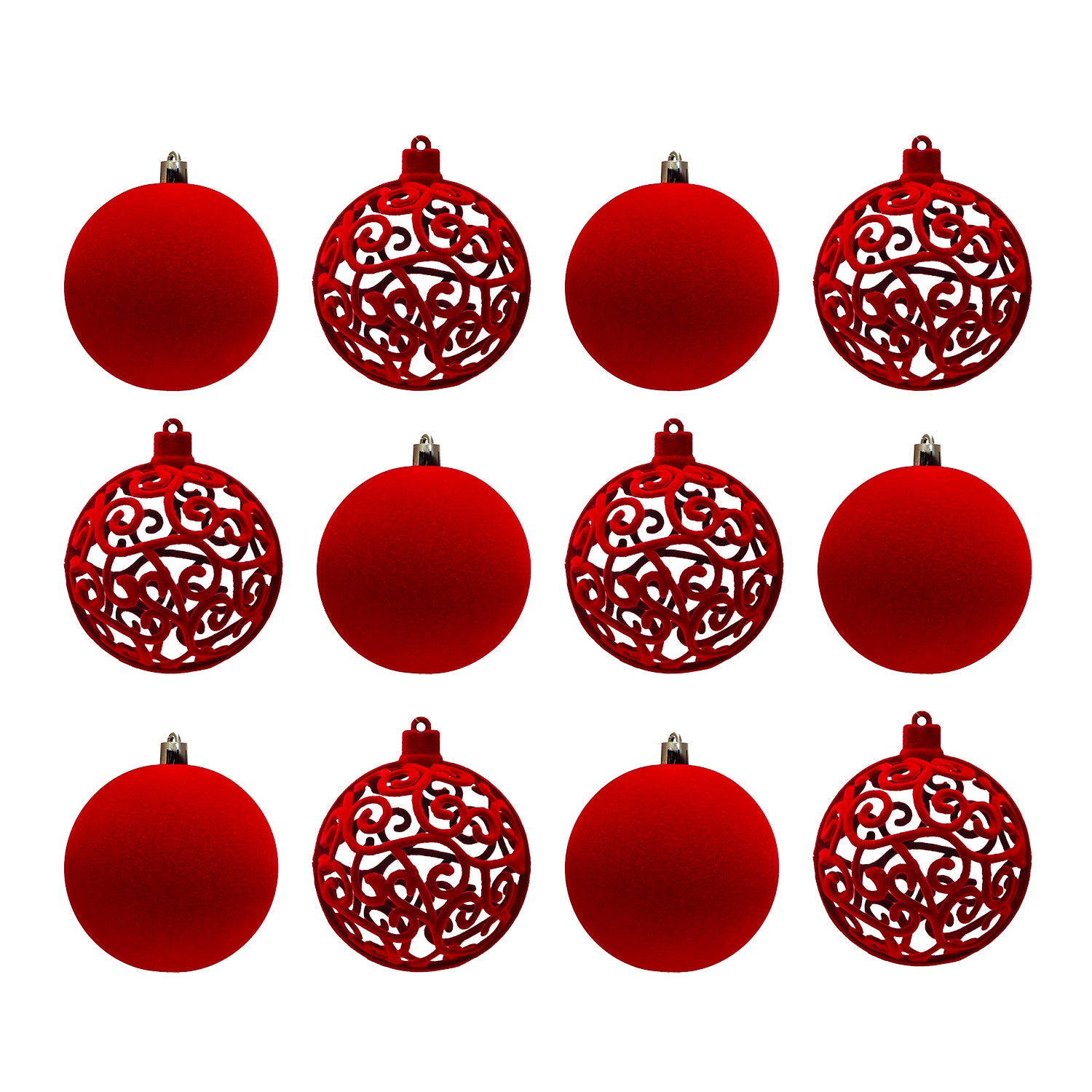 VESTIAMO CASA GRAN NATALE - Set 12 Palline di Natale Effetto Velluto (Velvet) Rosso diametro 6 cm