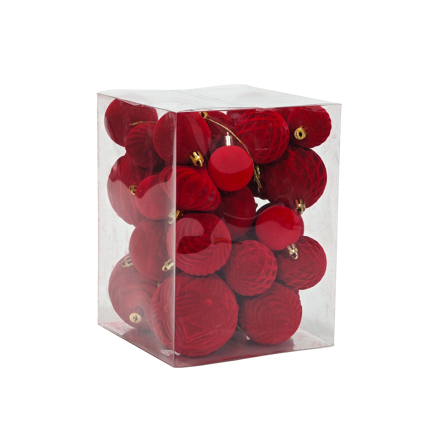 VESTIAMO CASA GRAN NATALE - Set Decorazioni Natalizie 35 Pezzi Effetto Velluto (Velvet) Rosso