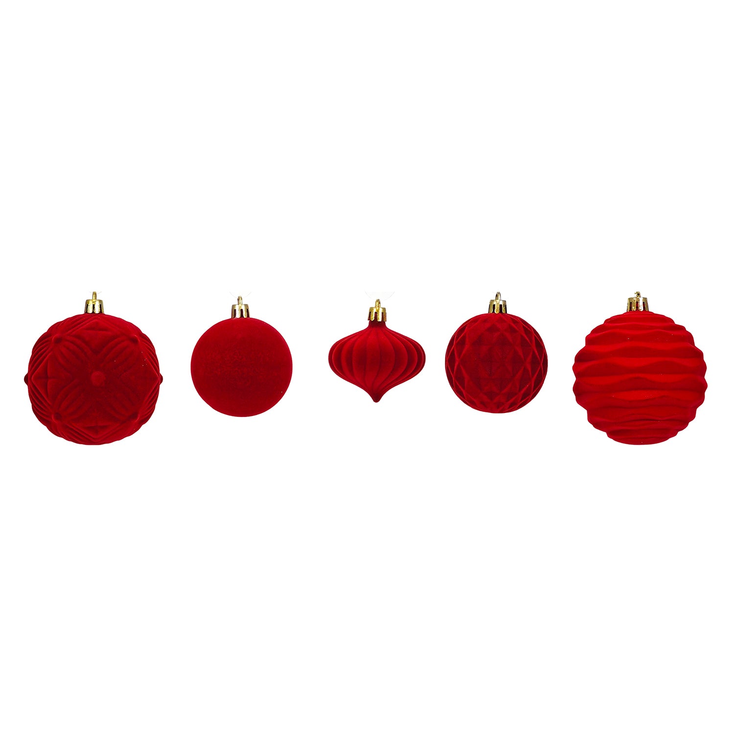 VESTIAMO CASA GRAN NATALE - Set Decorazioni Natalizie 35 Pezzi Effetto Velluto (Velvet) Rosso