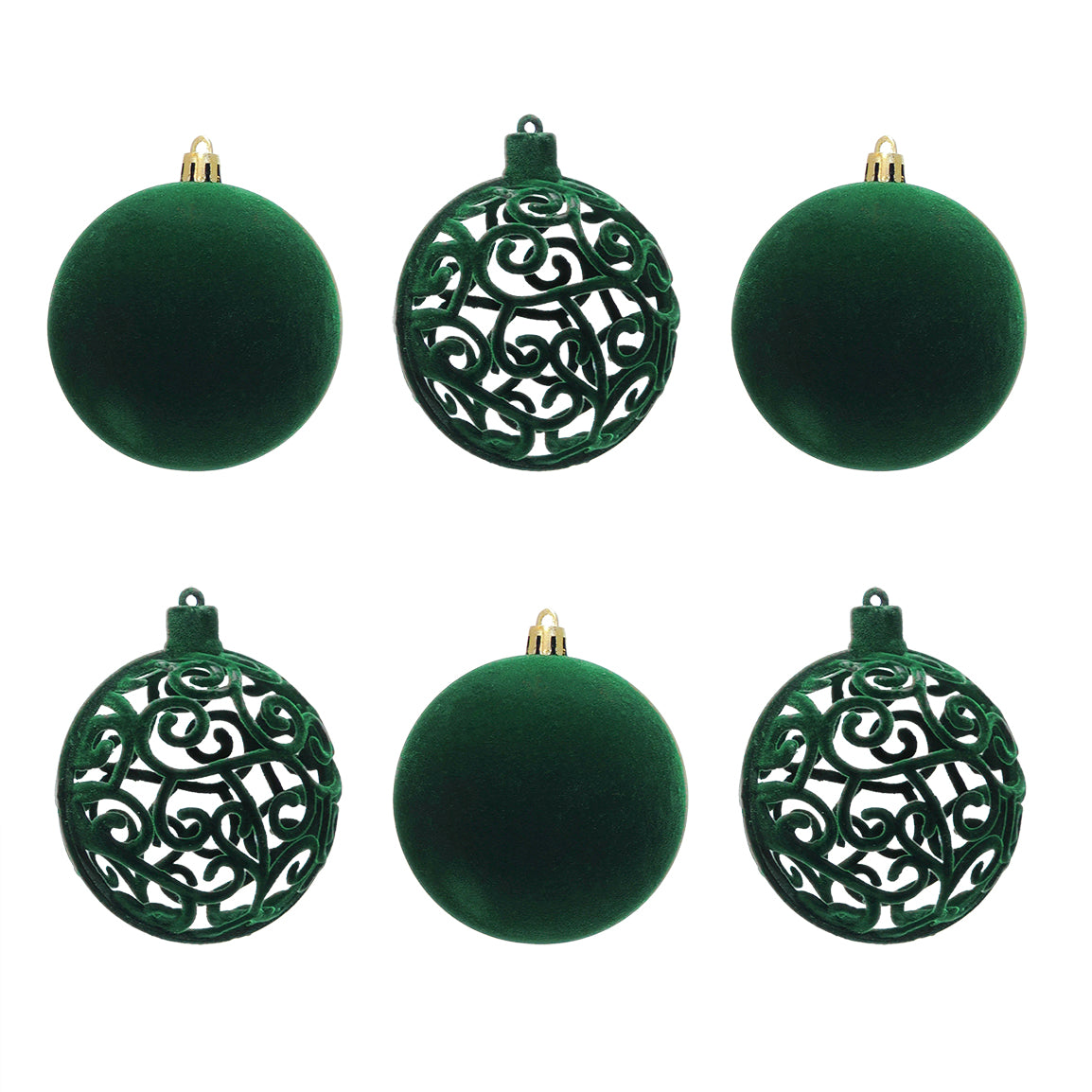VESTIAMO CASA GRAN NATALE - Set 6 Palline di Natale Effetto Velluto (Velvet) Verde Scuro diametro 10 cm