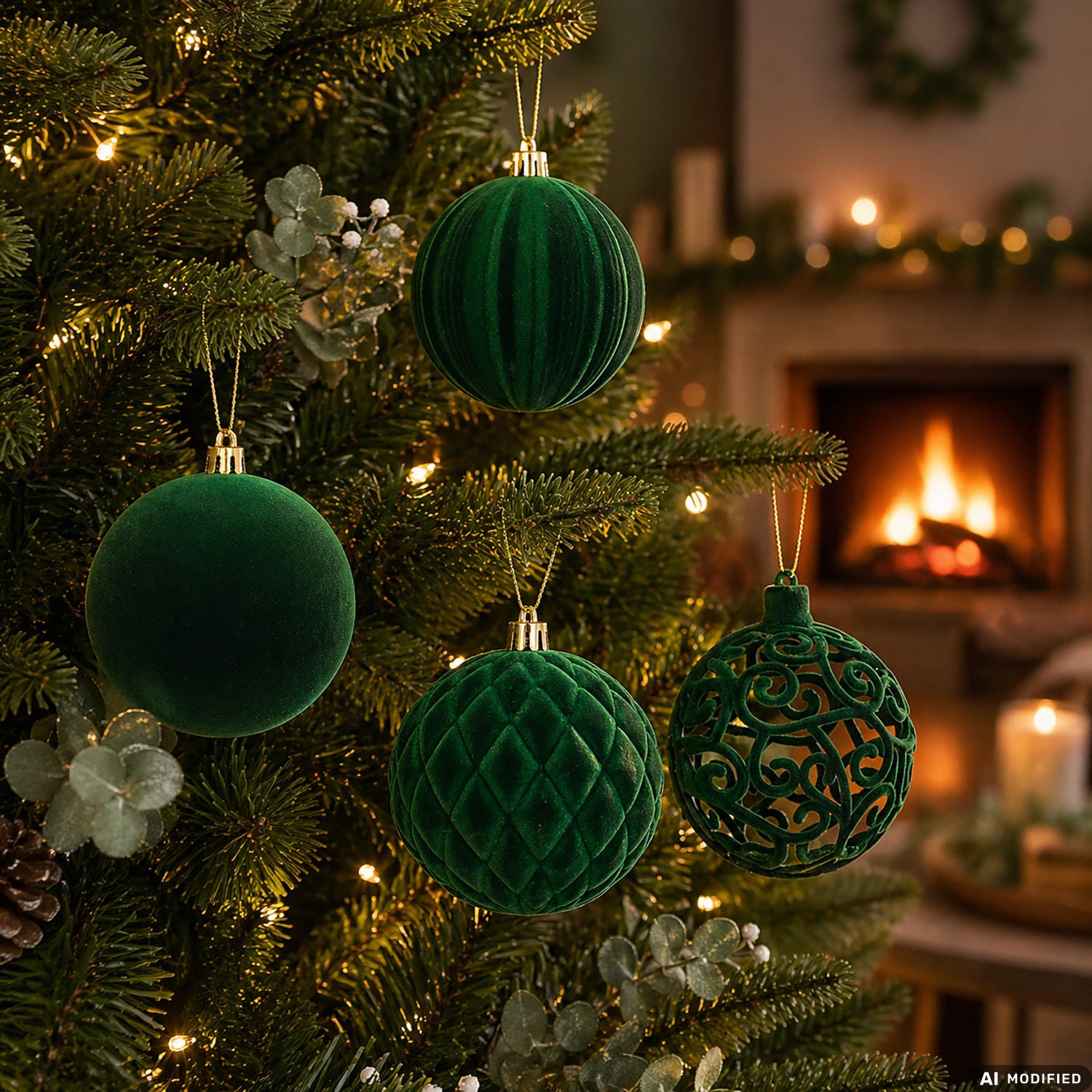 VESTIAMO CASA GRAN NATALE - Set 6 Palline di Natale Effetto Velluto (Velvet) Verde Scuro diametro 10 cm
