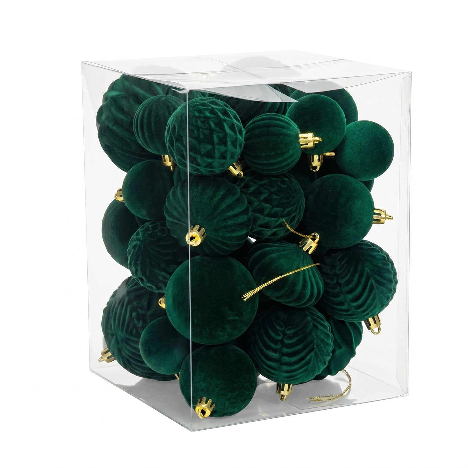VESTIAMO CASA GRAN NATALE - Set Decorazioni Natalizie 35 Pezzi Effetto Velluto (Velvet) Verde Scuro