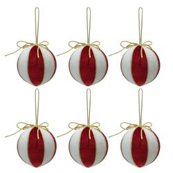 VESTIAMO CASA GRAN NATALE - Palle di Natale Rosso e Bianco diametro 8 cm - set 6 pezzi