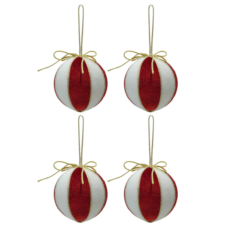 VESTIAMO CASA GRAN NATALE - Palle di Natale Rosso e Bianco diametro 10 cm - set 4 pezzi