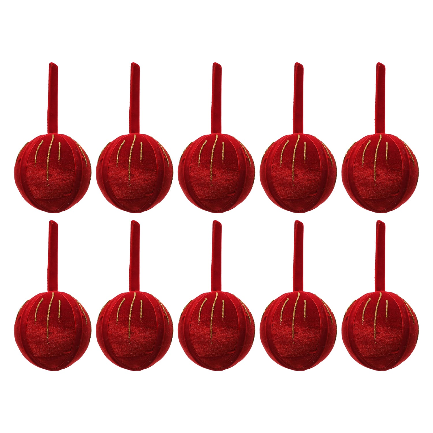 VESTIAMO CASA GRAN NATALE - Set 10 Palline di Natale Decorative Rosse in Velluto diametro 6 cm