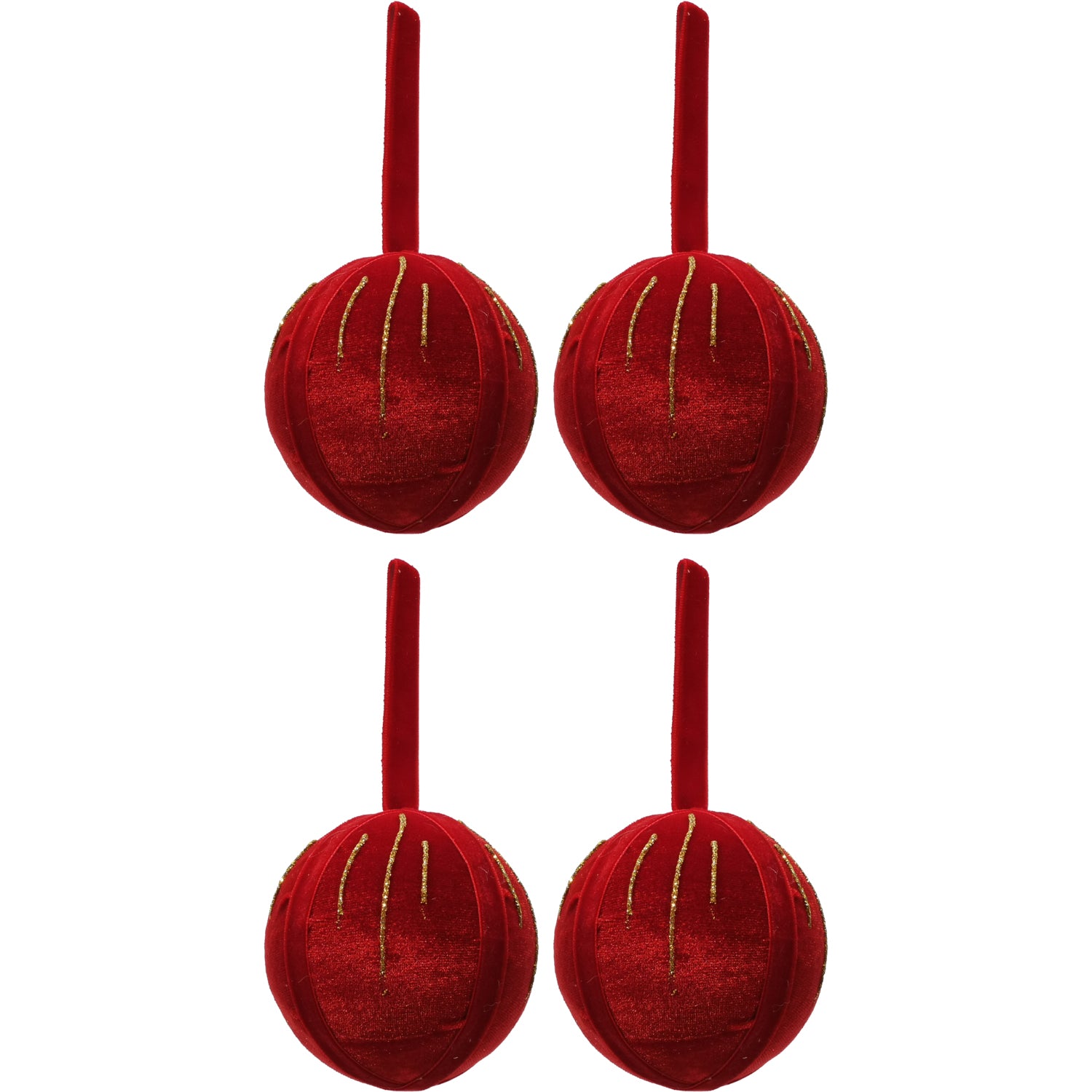 VESTIAMO CASA GRAN NATALE - Set 4 Palline di Natale Decorative Rosse in Velluto diametro 10 cm
