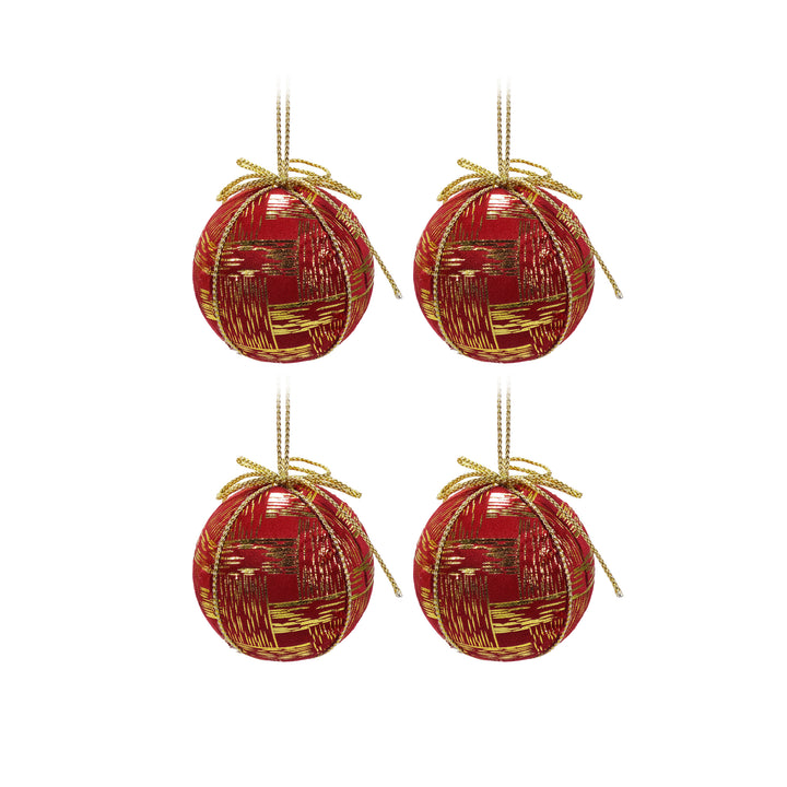 VESTIAMO CASA GRAN NATALE - Palle di Natale Rosso e Oro diametro 10 cm - set 4 pezzi