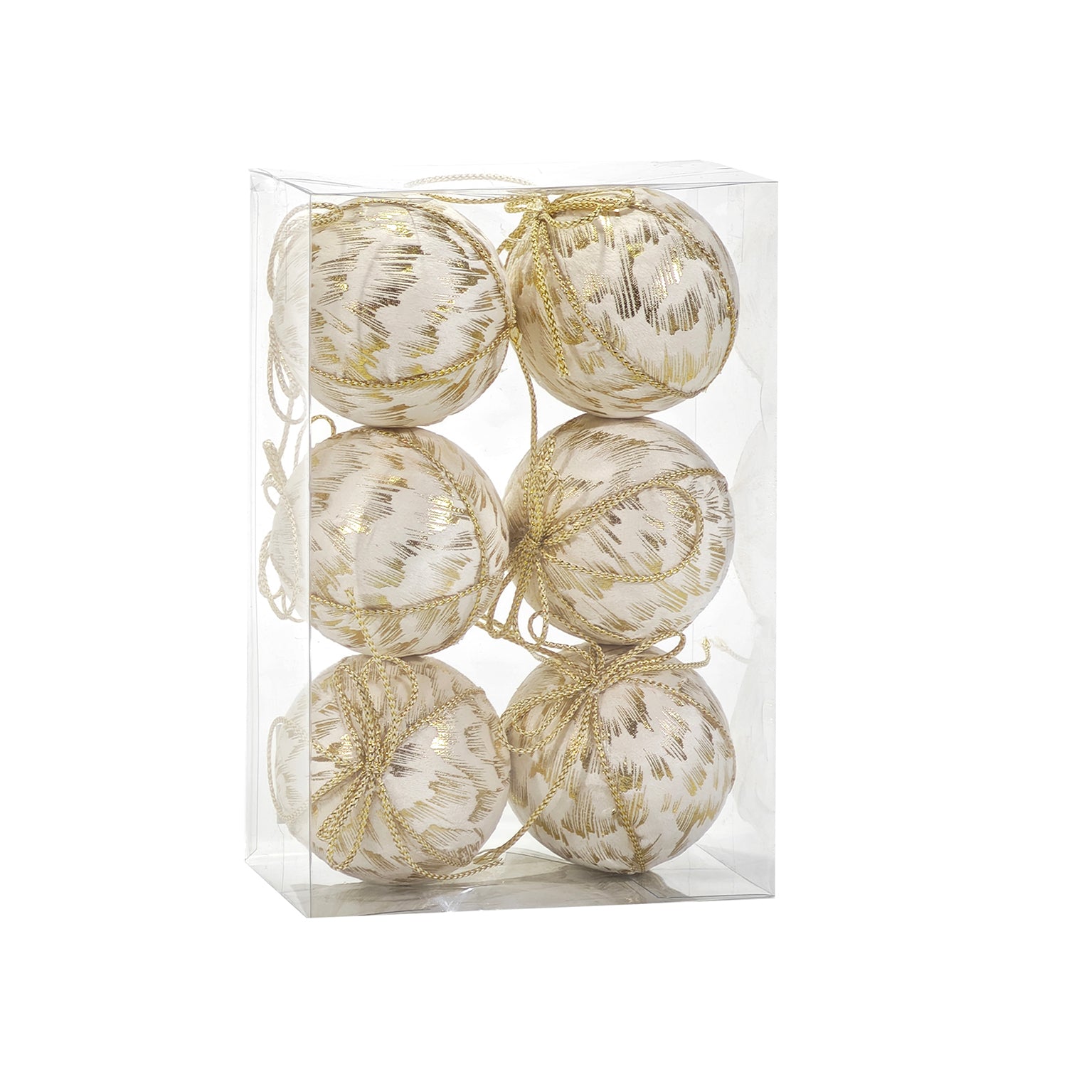 VESTIAMO CASA GRAN NATALE - Palle di Natale Bianco e Champagne diametro 8 cm - set 6 pezzi