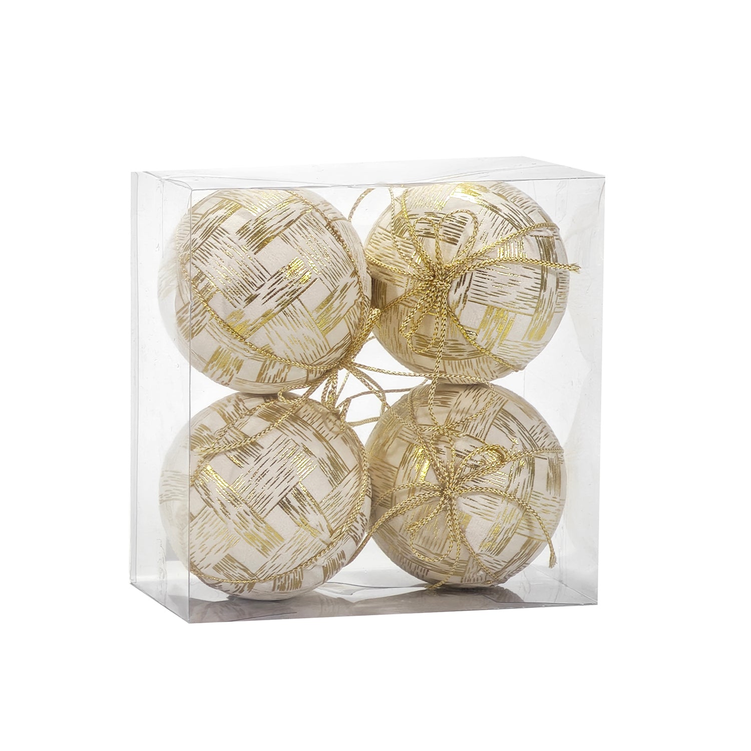 VESTIAMO CASA GRAN NATALE - Palle di Natale Bianco e Champagne diametro 10 cm - set 4 pezzi