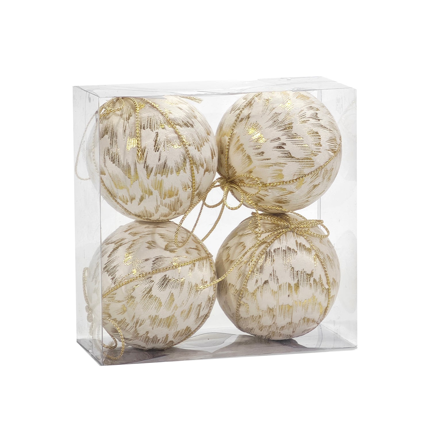 VESTIAMO CASA GRAN NATALE - Palle di Natale Bianco e Champagne diametro 10 cm - set 4 pezzi