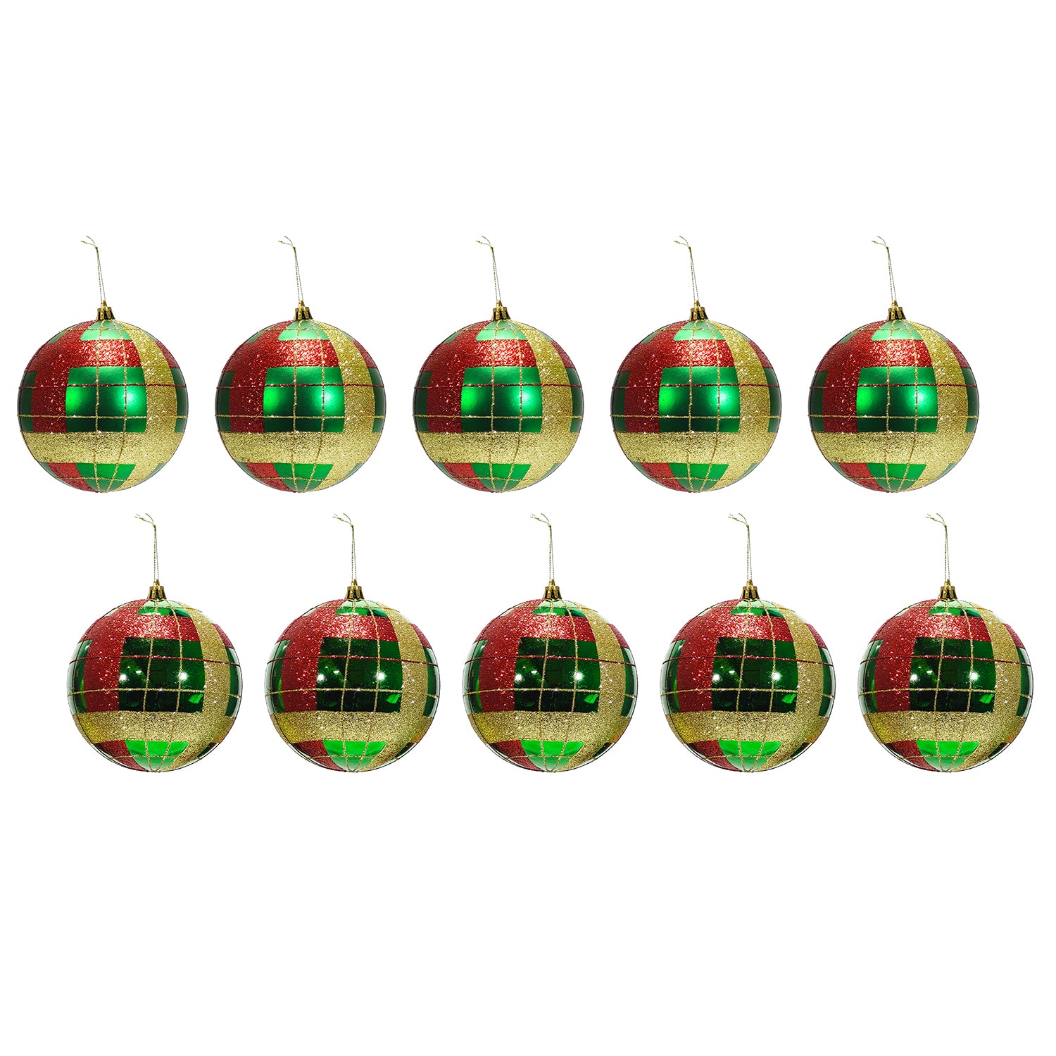 VESTIAMO CASA GRAN NATALE - Palle di Natale con Glitter Verde e Rosso diametro 6 cm - set 10 pezzi