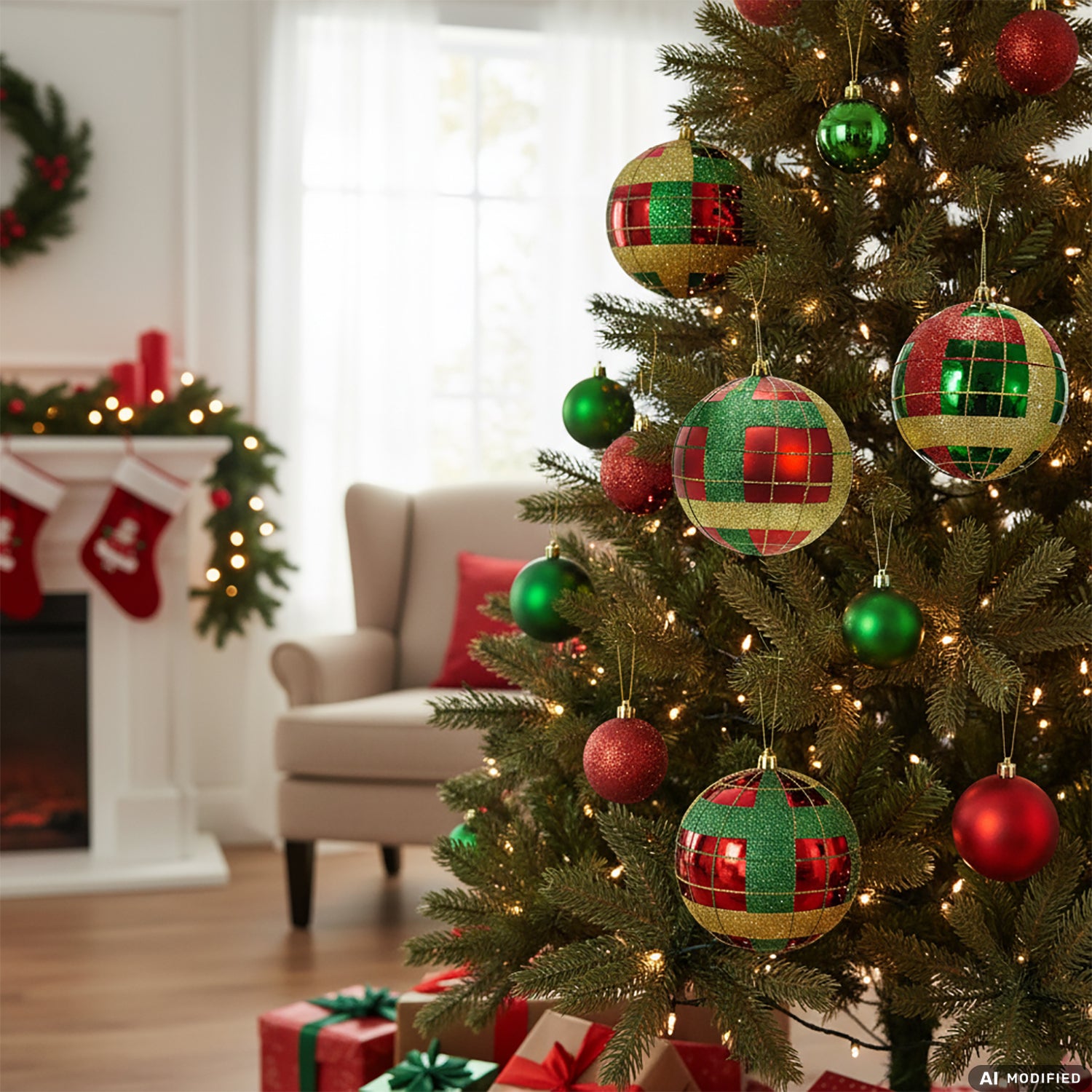 VESTIAMO CASA GRAN NATALE - Set 6 Palline di Natale con Glitter Verde e Rosso diametro 8 cm