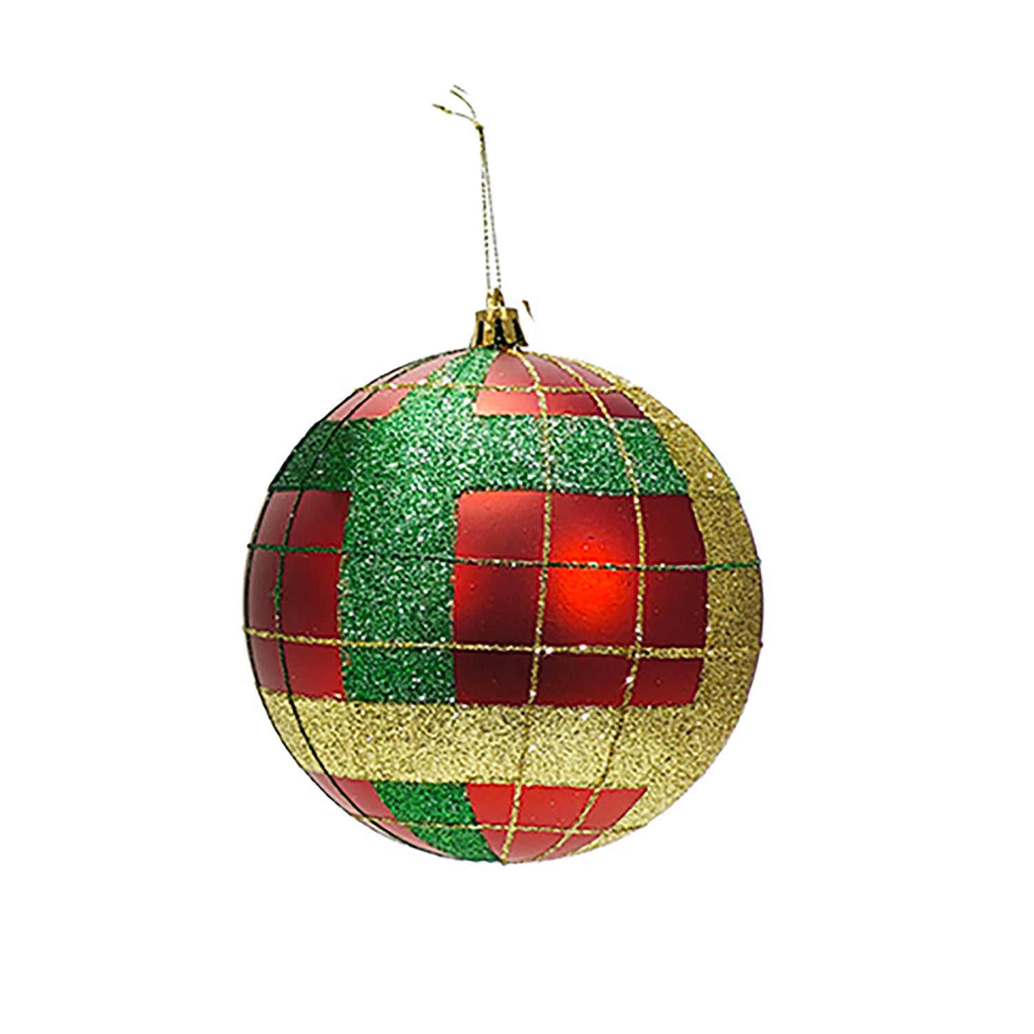 VESTIAMO CASA GRAN NATALE - Palla di Natale con Glitter Verde e Rosso diametro 15 cm