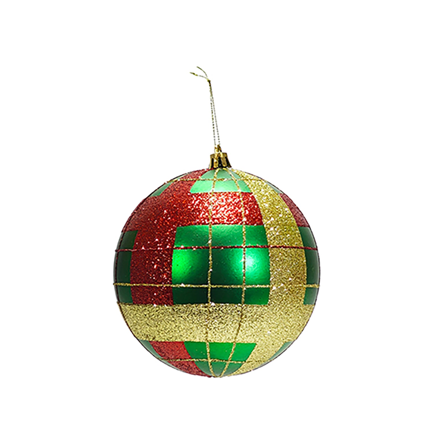VESTIAMO CASA GRAN NATALE - Palla di Natale con Glitter Verde e Rosso diametro 15 cm