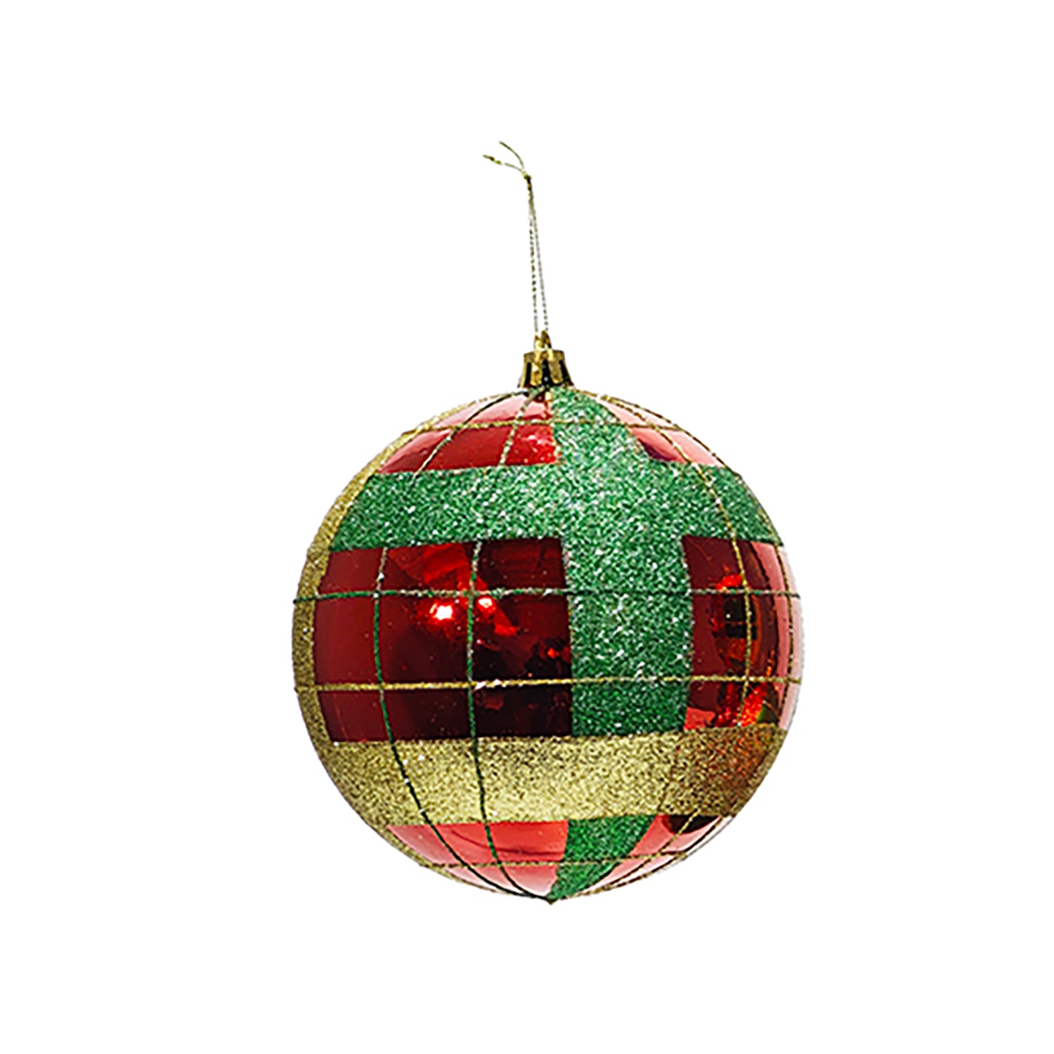 VESTIAMO CASA GRAN NATALE - Palla di Natale con Glitter Verde e Rosso diametro 15 cm