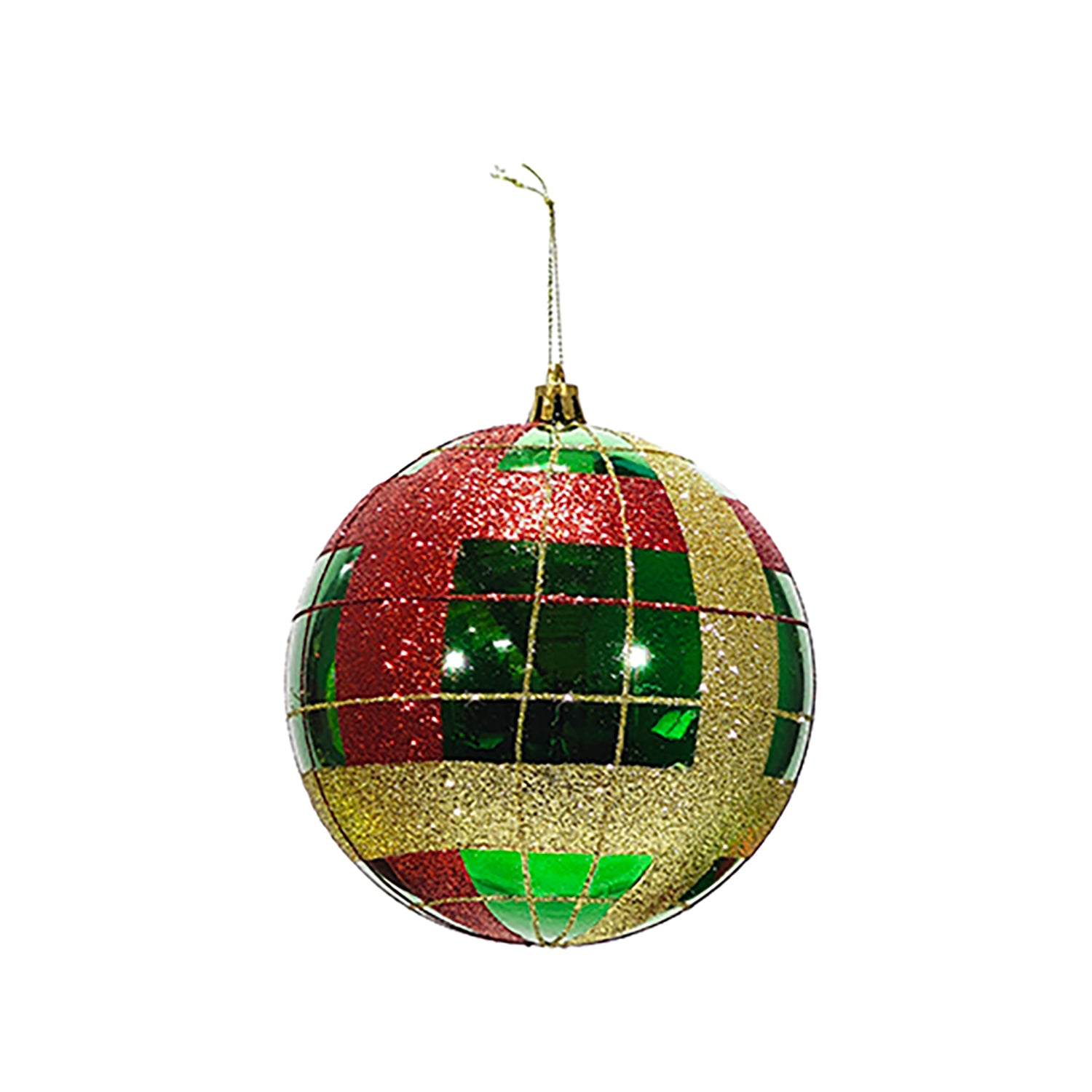 VESTIAMO CASA GRAN NATALE - Palla di Natale con Glitter Verde e Rosso diametro 15 cm