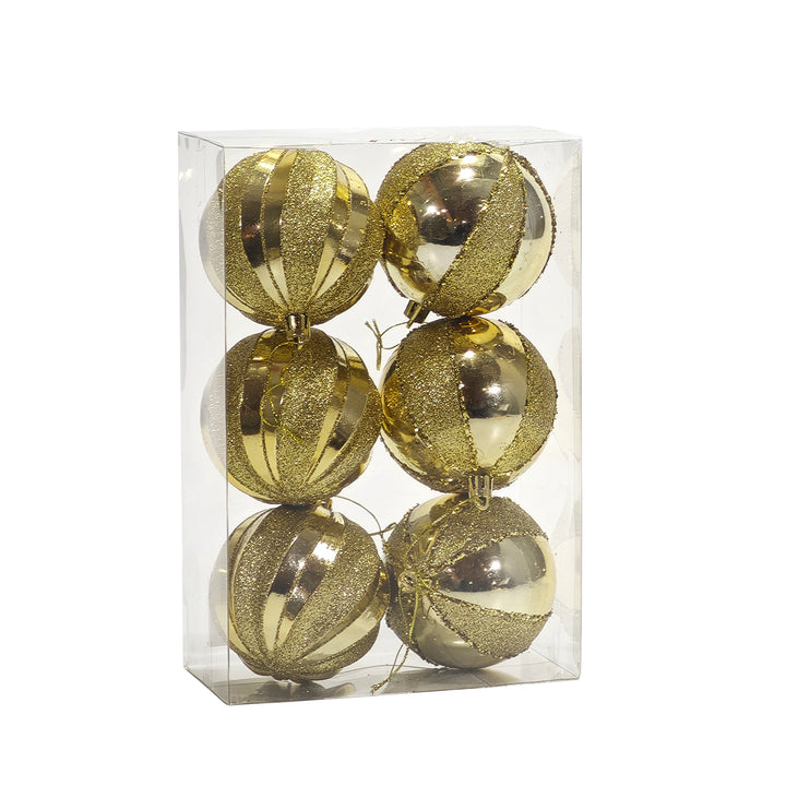 VESTIAMO CASA GRAN NATALE - Palle di Natale Oro con Glitter diametro 8 cm - set 6 pezzi