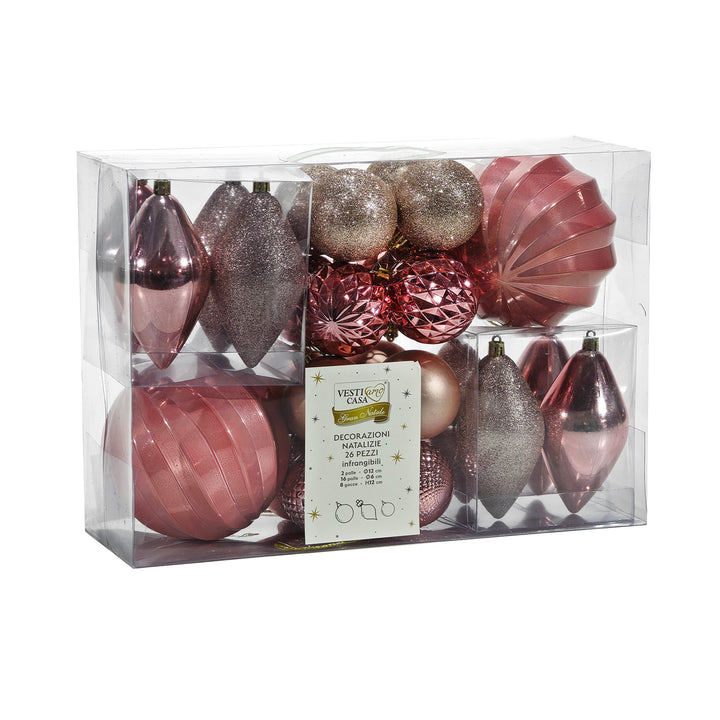VESTIAMO CASA GRAN NATALE - Set 26 Decorazioni Natalizie Rosa