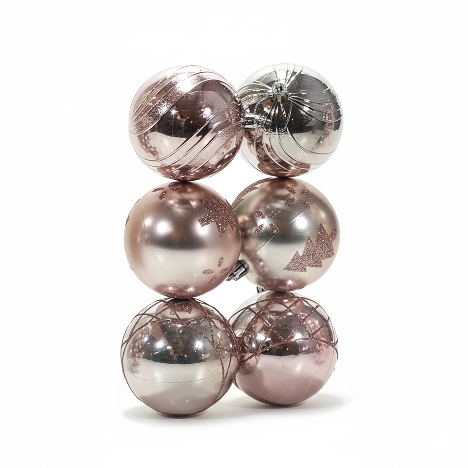 VESTIAMO CASA GRAN NATALE - Palle di Natale Rosa diametro 8 cm - set 6 pezzi