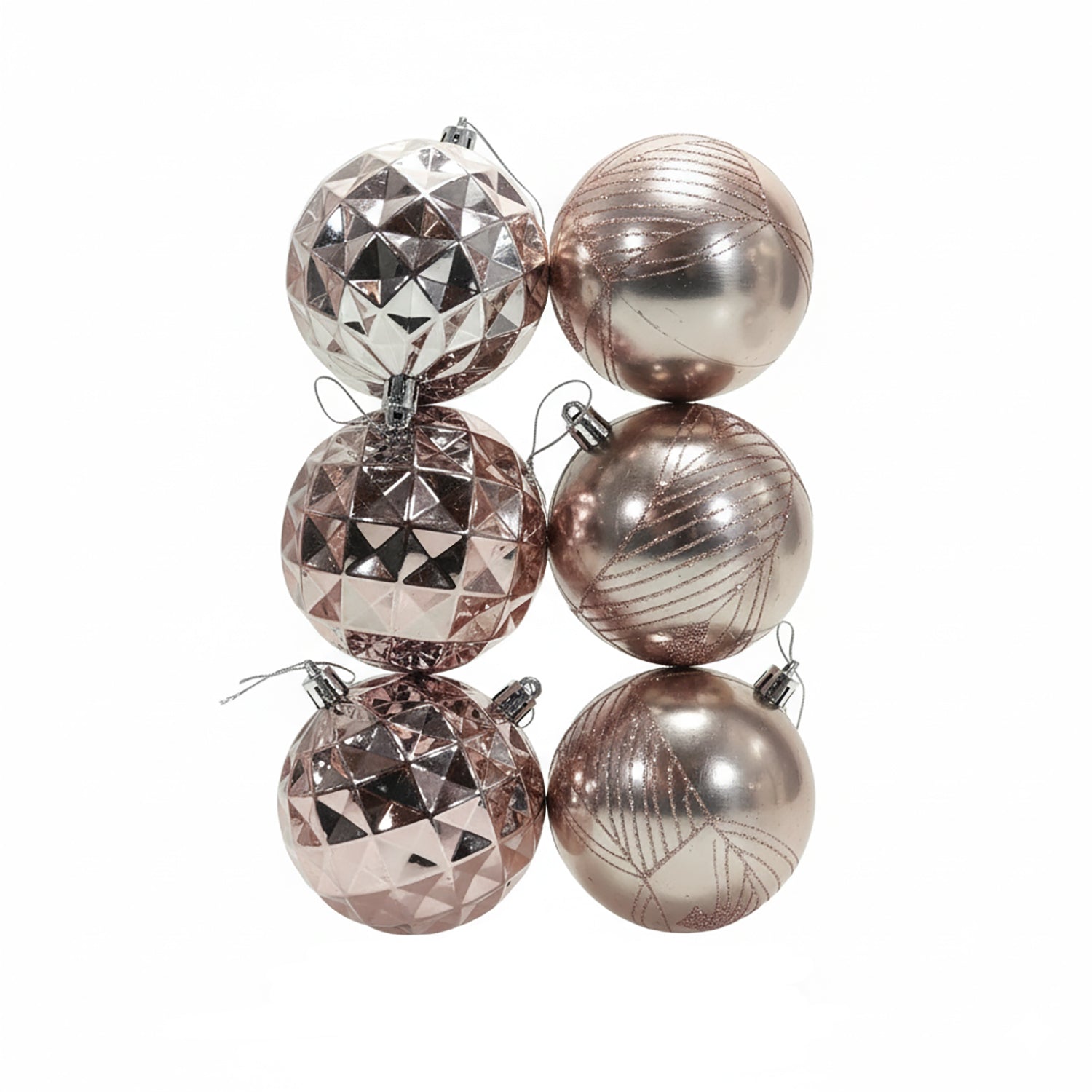 VESTIAMO CASA GRAN NATALE - Palle di Natale Rosa diametro 8 cm - set 6 pezzi