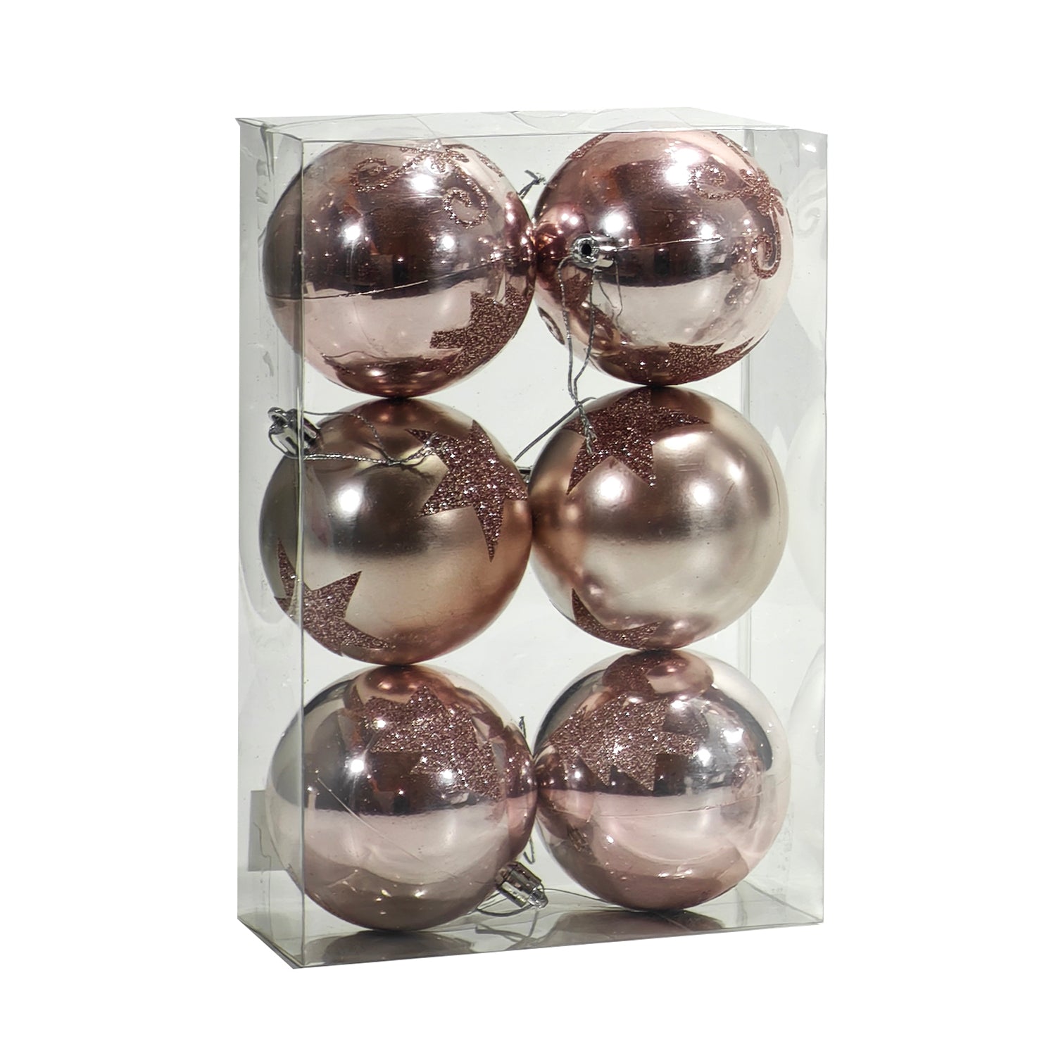 VESTIAMO CASA GRAN NATALE - Palle di Natale Rosa diametro 8 cm - set 6 pezzi