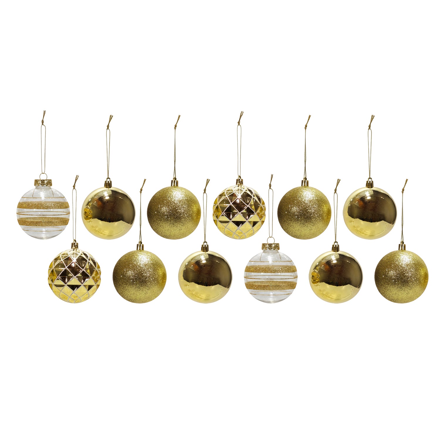 VESTIAMO CASA GRAN NATALE - Palle di Natale con Glitter Oro diametro 6 cm - set 12 pezzi