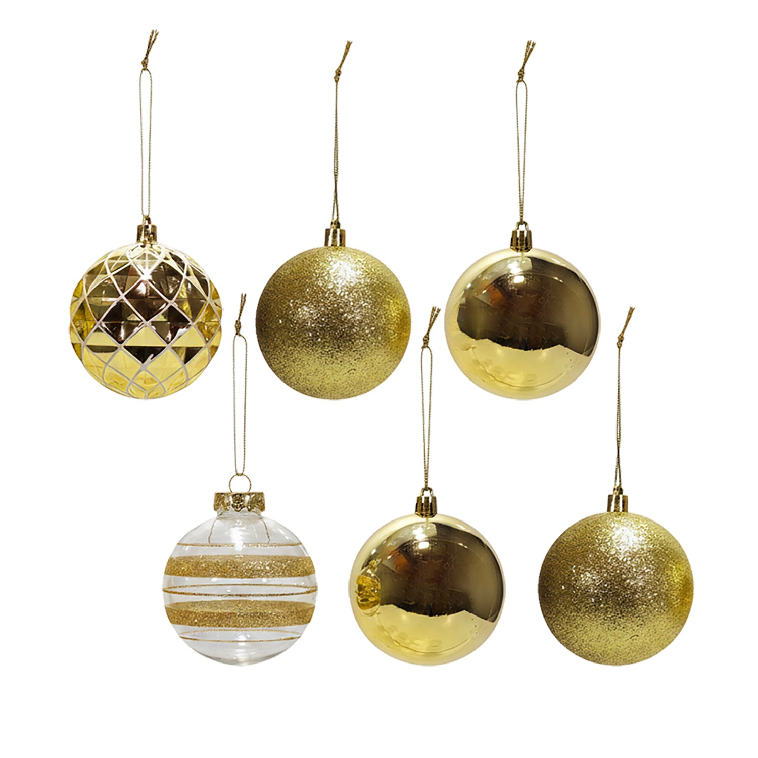 VESTIAMO CASA GRAN NATALE - Palle di Natale con Glitter Oro diametro 10 cm - set 6 pezzi