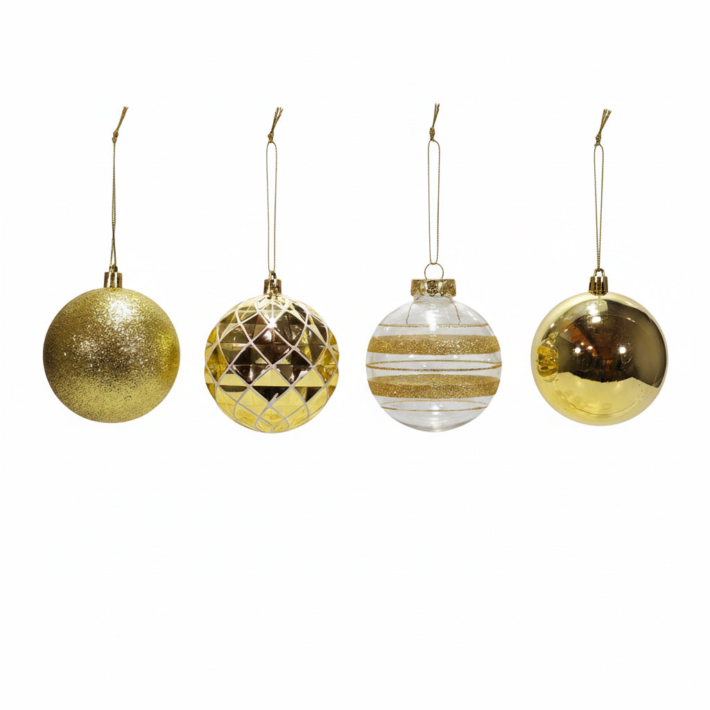 VESTIAMO CASA GRAN NATALE - Palle di Natale con Glitter Oro diametro 10 cm - set 6 pezzi