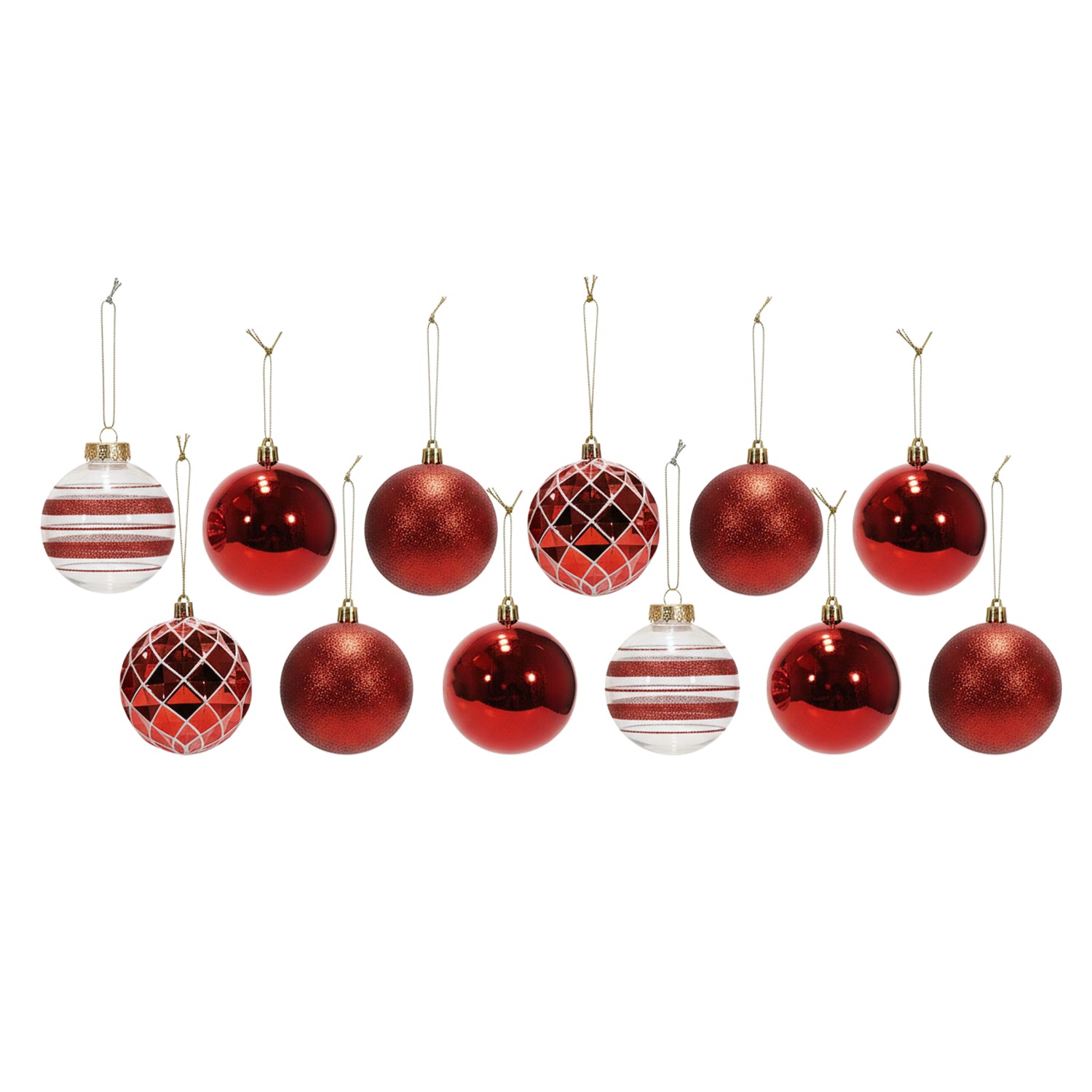 VESTIAMO CASA GRAN NATALE - Palle di Natale con Glitter Rosse diametro 6 cm - set 12 pezzi